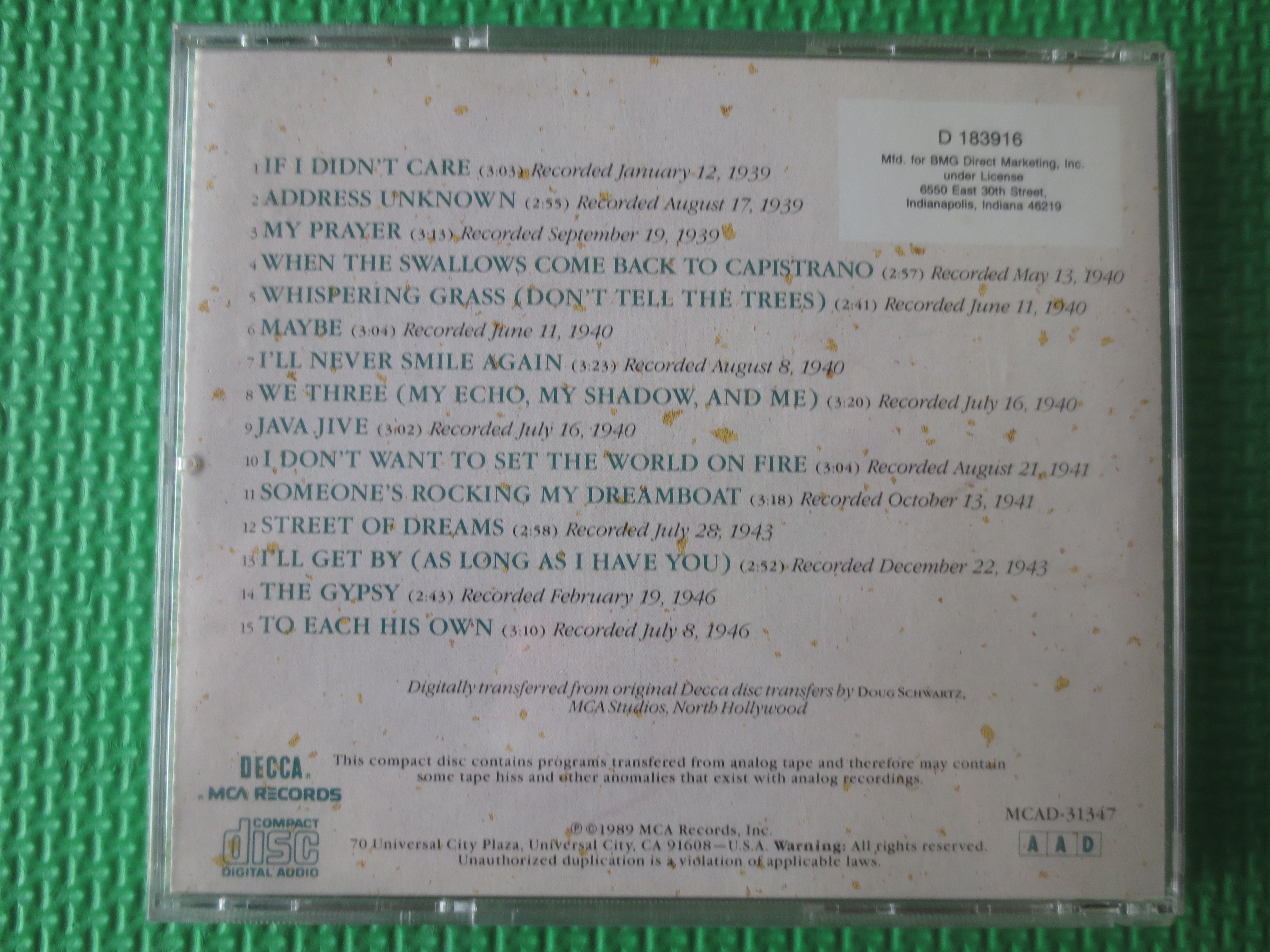 The Ink Spots – Greatest Hits (1989) CD