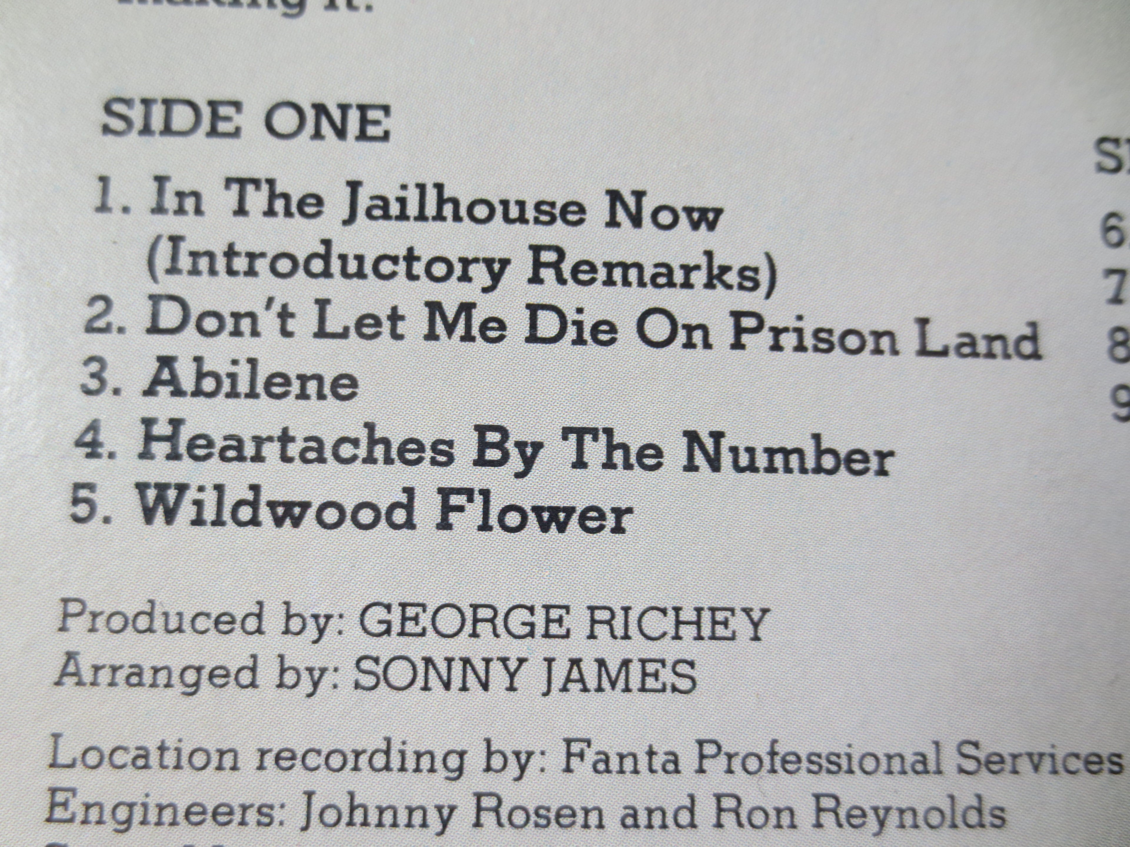 Sonny James – In Prison, In Person (1977) Vinyl LP