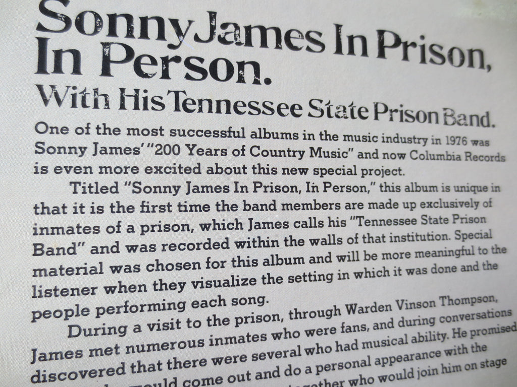 Sonny James – In Prison, In Person (1977) Vinyl LP