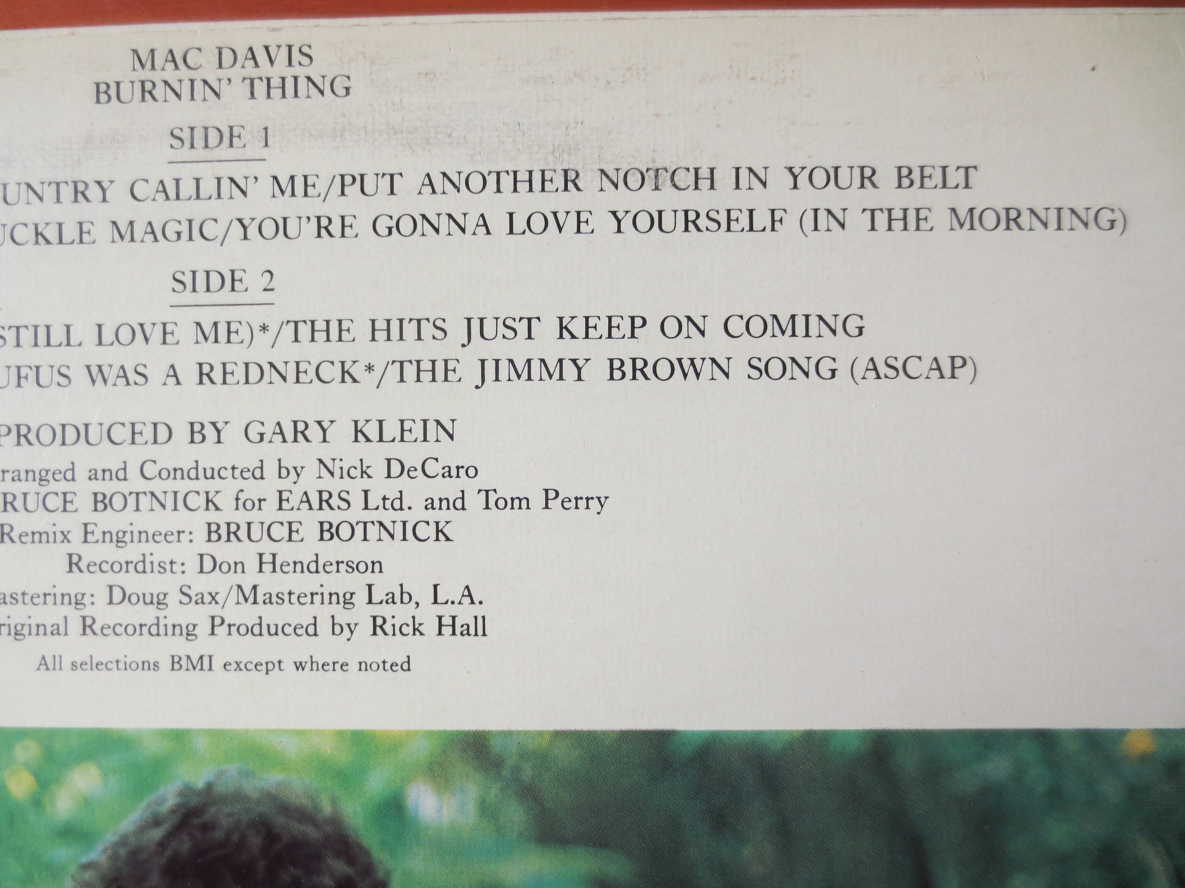 Mac Davis – Burnin' Thing (1975) Vinyl LP