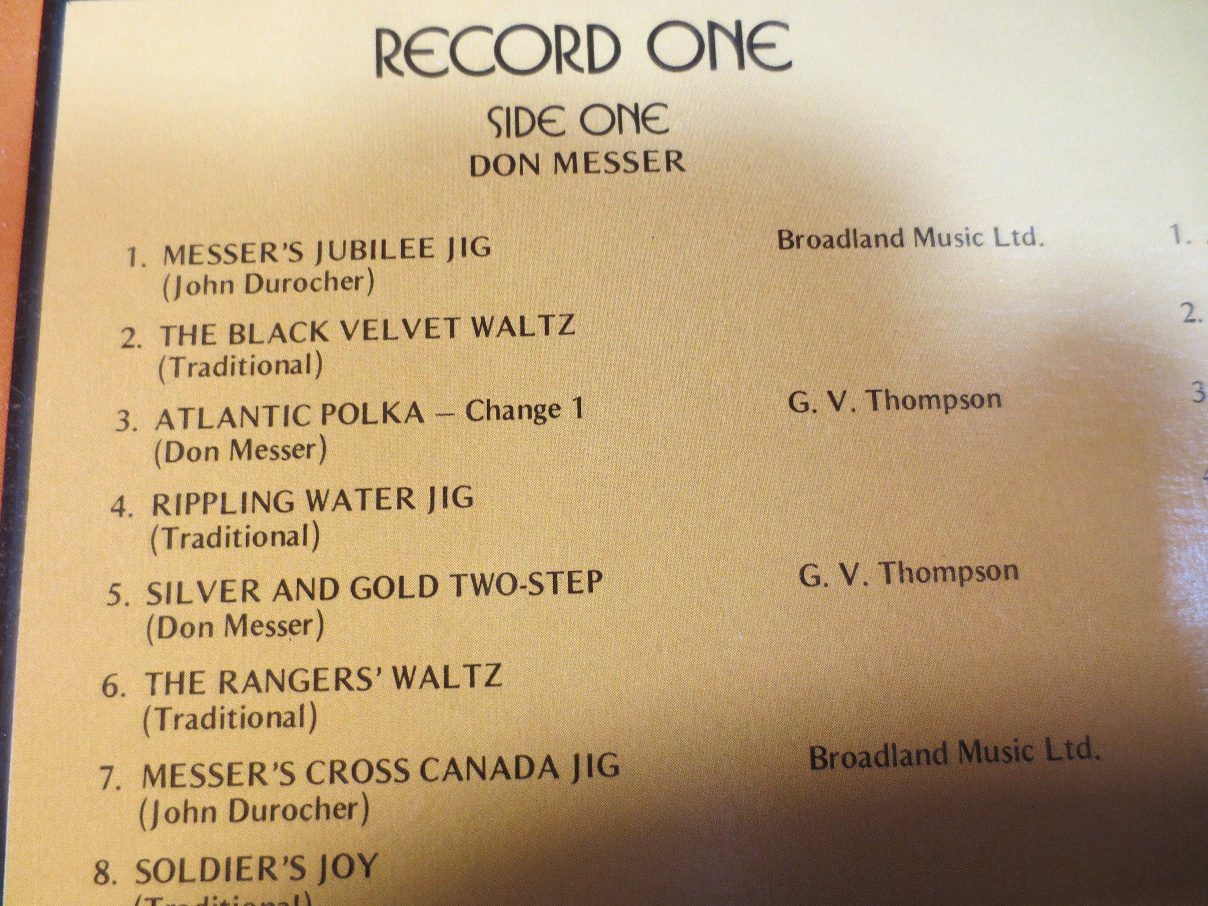 Don Messer's Jubilee – Fiddle & Folk Vinyl LP
