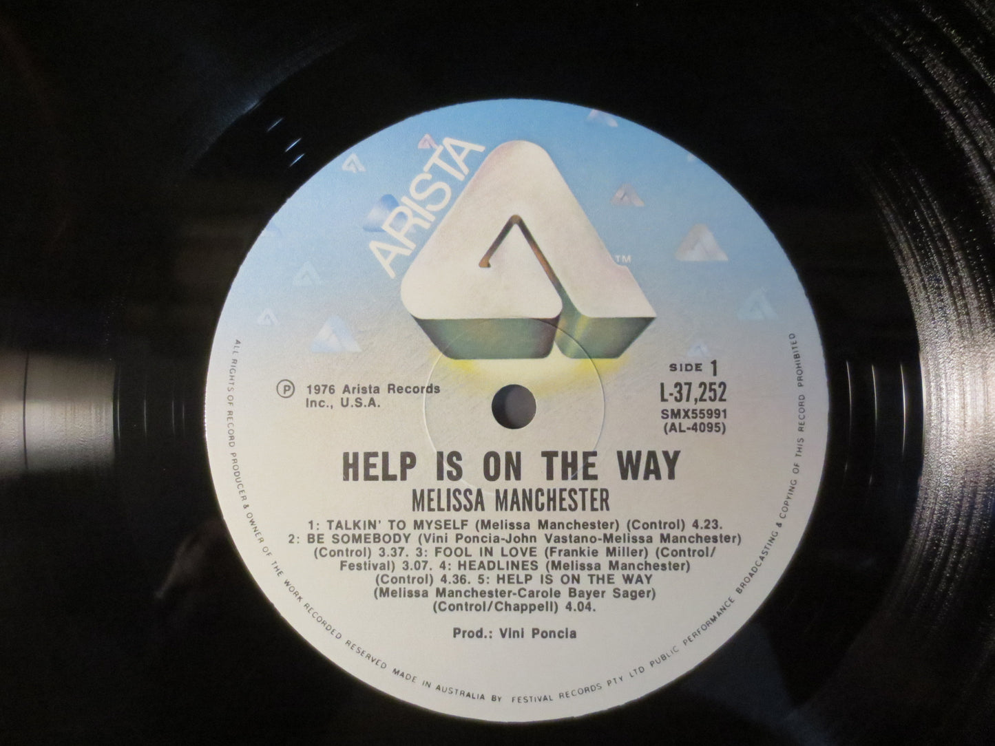 MELISSA MANCHESTER, Help Is On the Way, Vintage Vinyl, Record Vinyl, Records, Vinyl Records, Vinyl Albums, Lp, 1976 Records