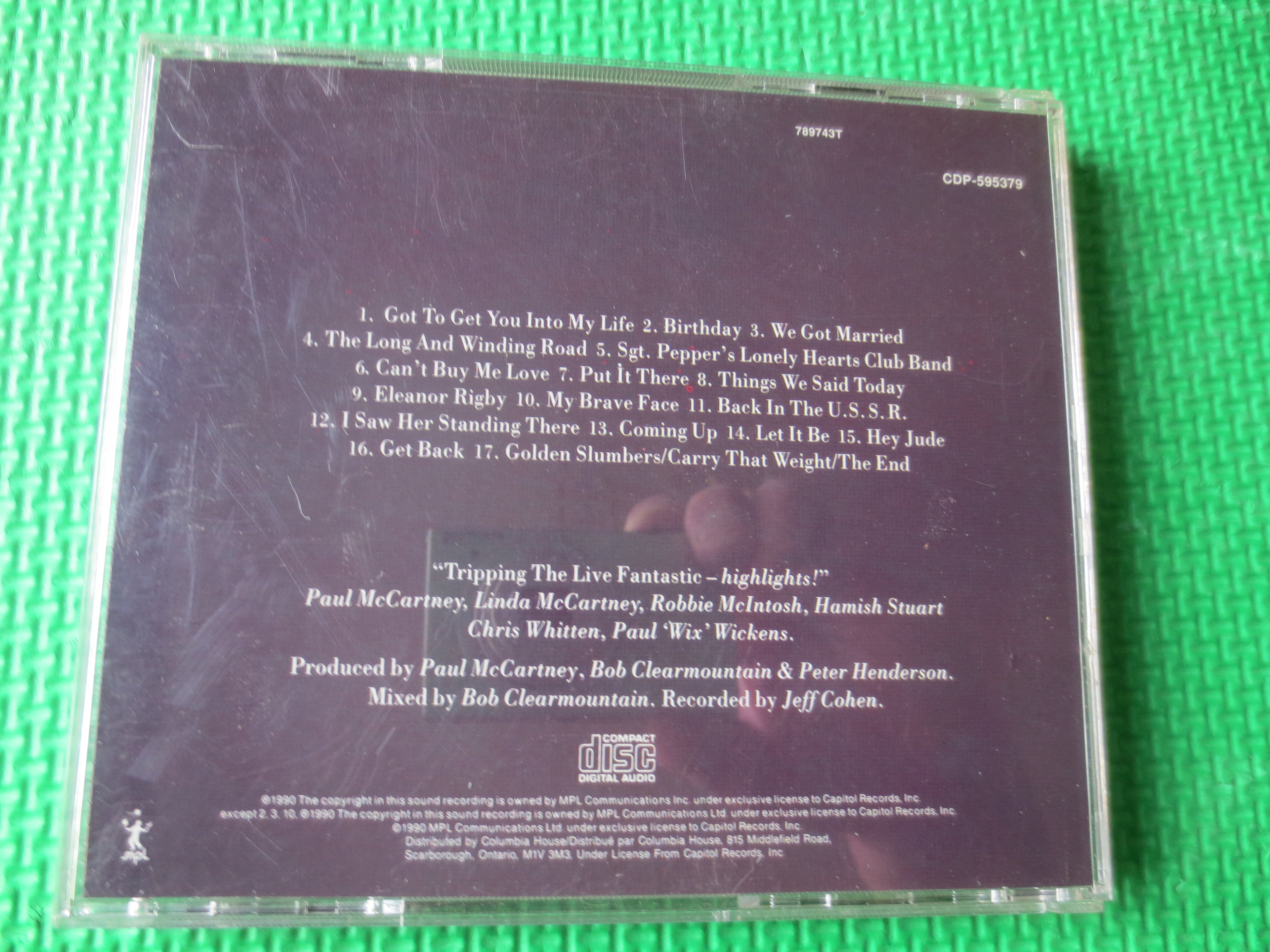 Paul McCartney – Tripping the Live Fantastic (1990) CD