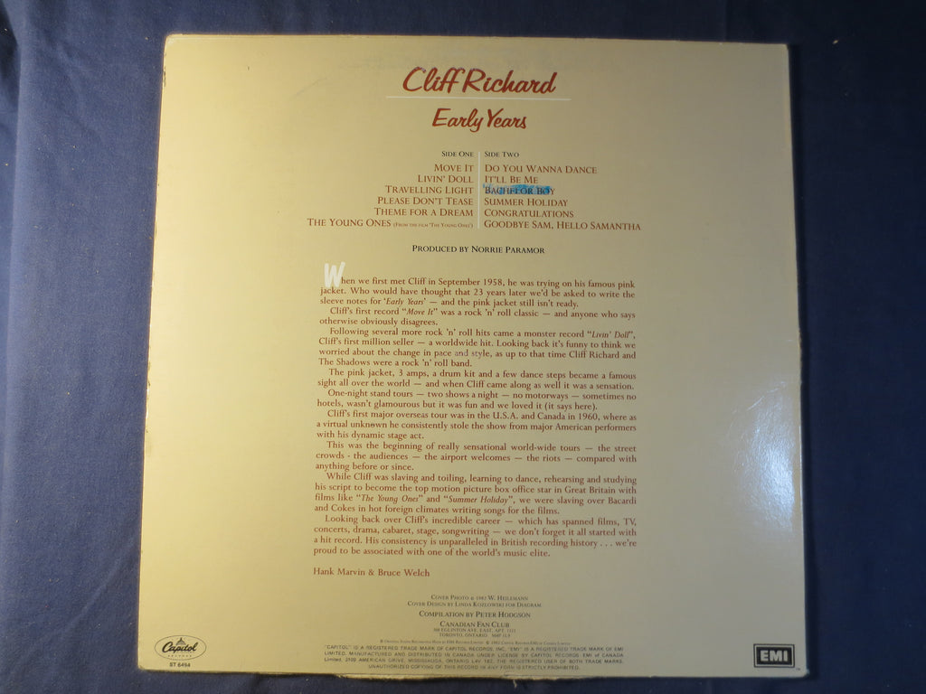 Cliff Richard – Early Years (1982) Vinyl LP