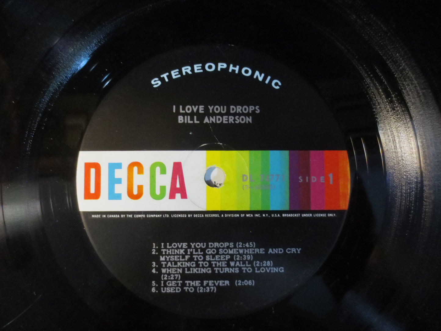 BILL ANDERSON Vinyl, I Love You Drops, Bill Anderson Album, Bill Anderson Record, Vintage Vinyl, Vinyl Album, 1966 Records