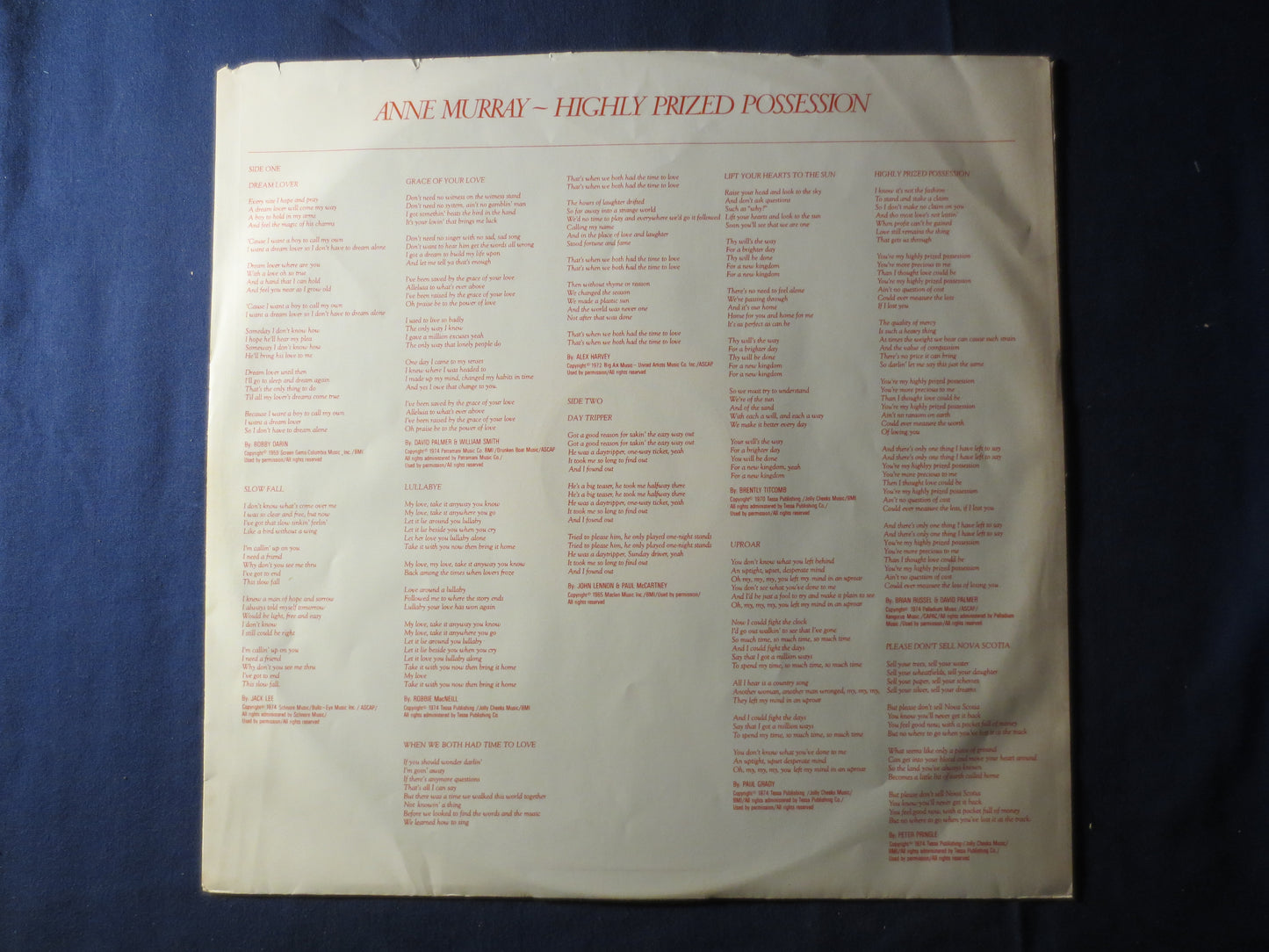 ANNE MURRAY, Highly, PRIZED Possession, Anne Murray Record, Anne Murray Album, Anne Murray Lp, Country Record, Vintage Records, 1974 Records