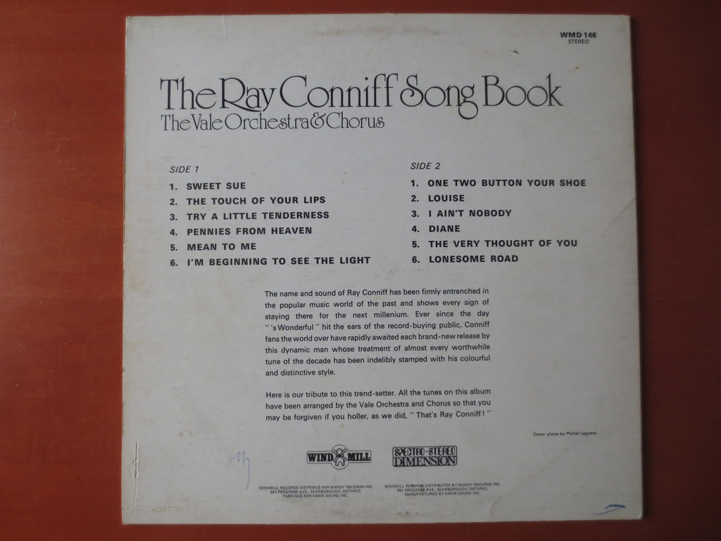 The Vale Orchestra & Chorus – Ray Conniff Song Book (1972) Vinyl LP