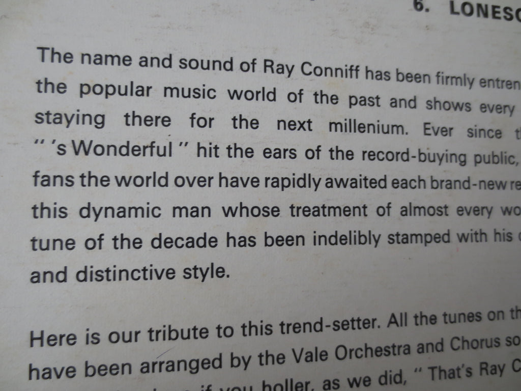 The Vale Orchestra & Chorus – Ray Conniff Song Book (1972) Vinyl LP