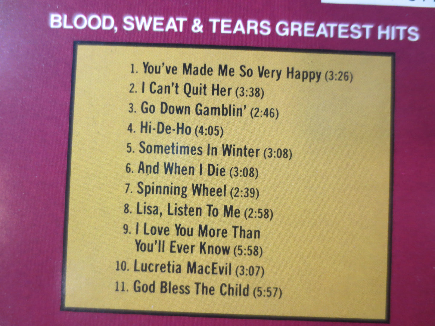 BLOOD SWEAT and TEARS, Greatest Hits, Pop Cd, Greatest Hits Cd, Rock Cd, Rock Lp, Vintage Compact Disc, Rock Compact Discs