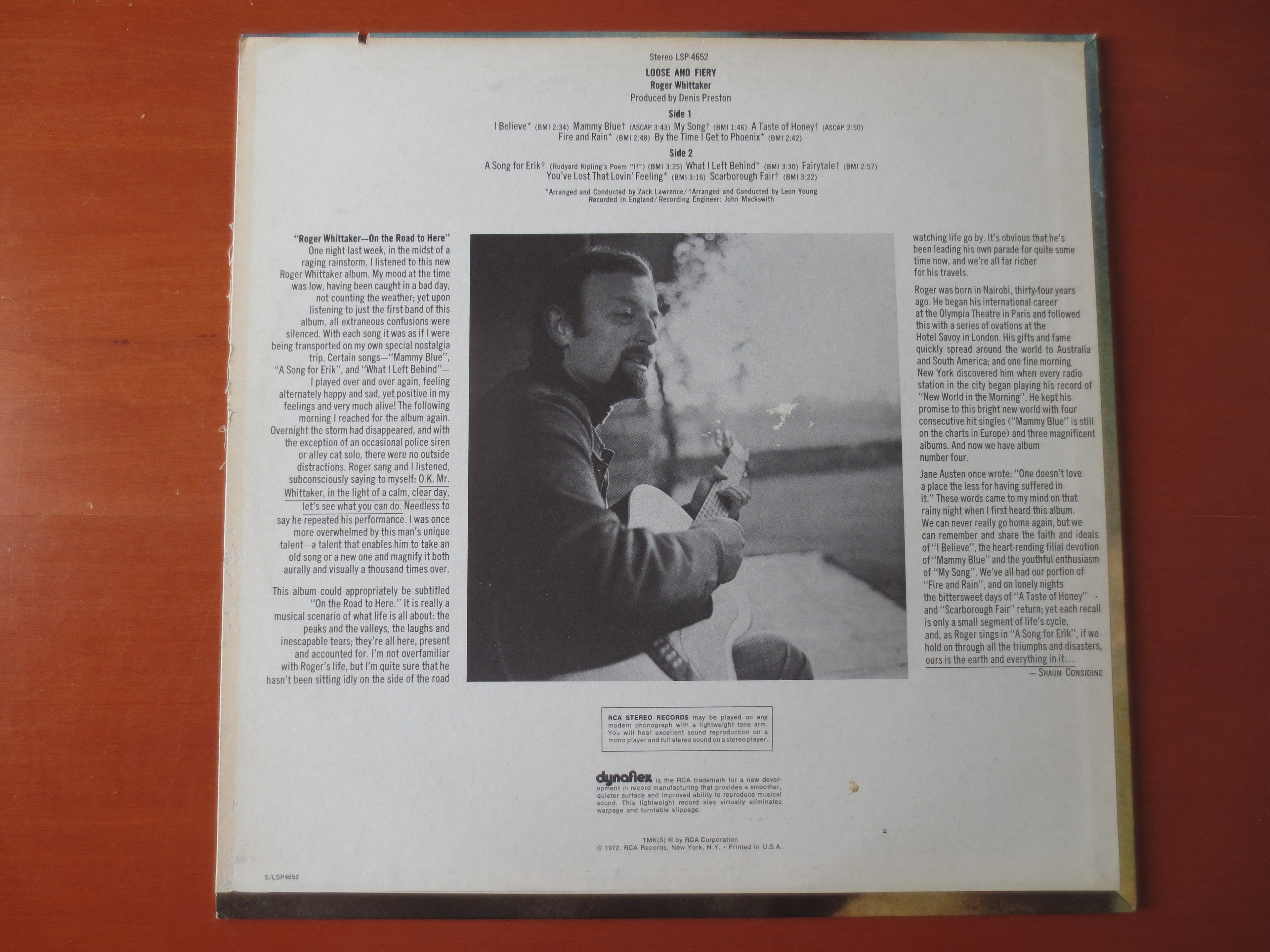 Roger Whittaker – Loose and Fiery (1972) Vinyl LP
