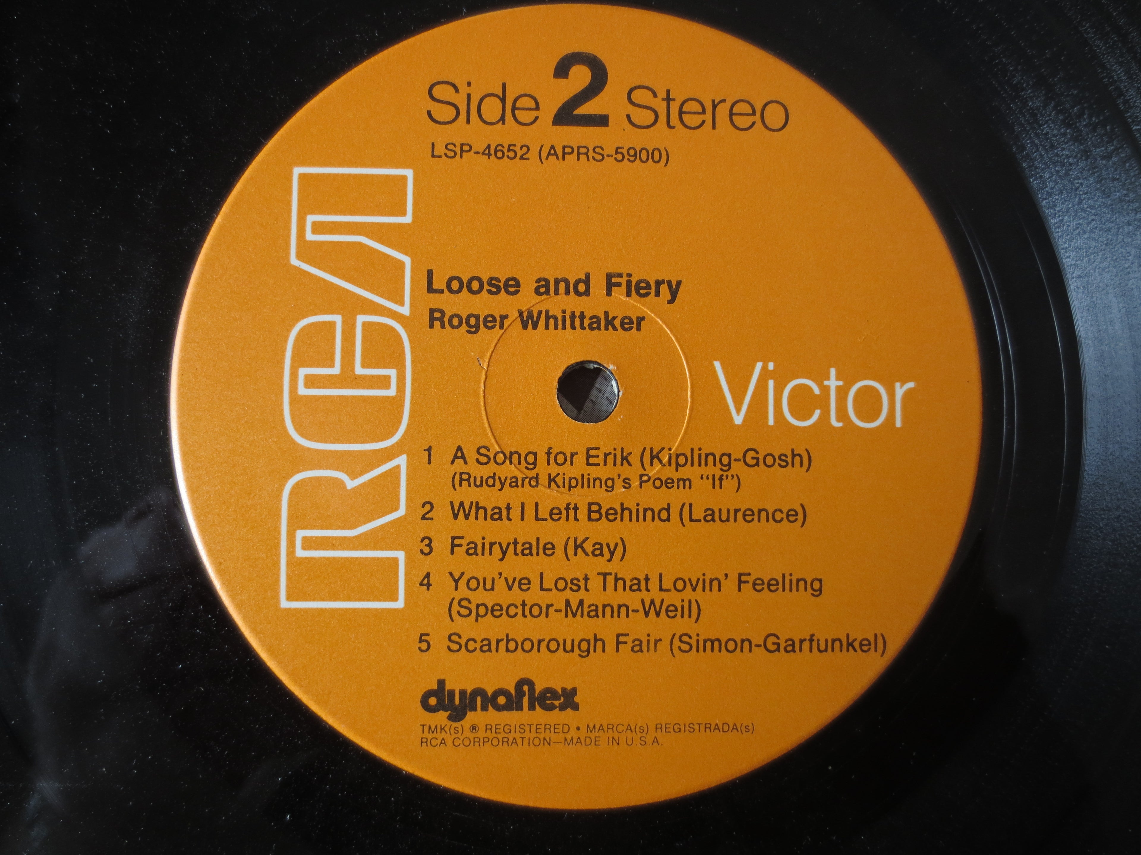 Roger Whittaker – Loose and Fiery (1972) Vinyl LP