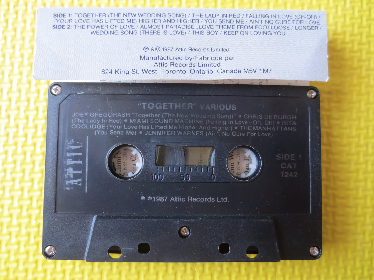 TOGETHER, LOVE SONGS, The Nylons Tapes, Jennifer Rush Tapes, The Manhattans Tape, Cassettes, Music Cassette, 1987 Cassette