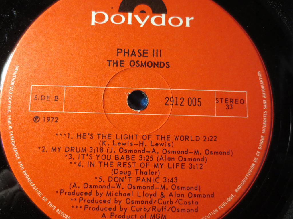 The Osmonds – Phase III (1972) Vinyl LP