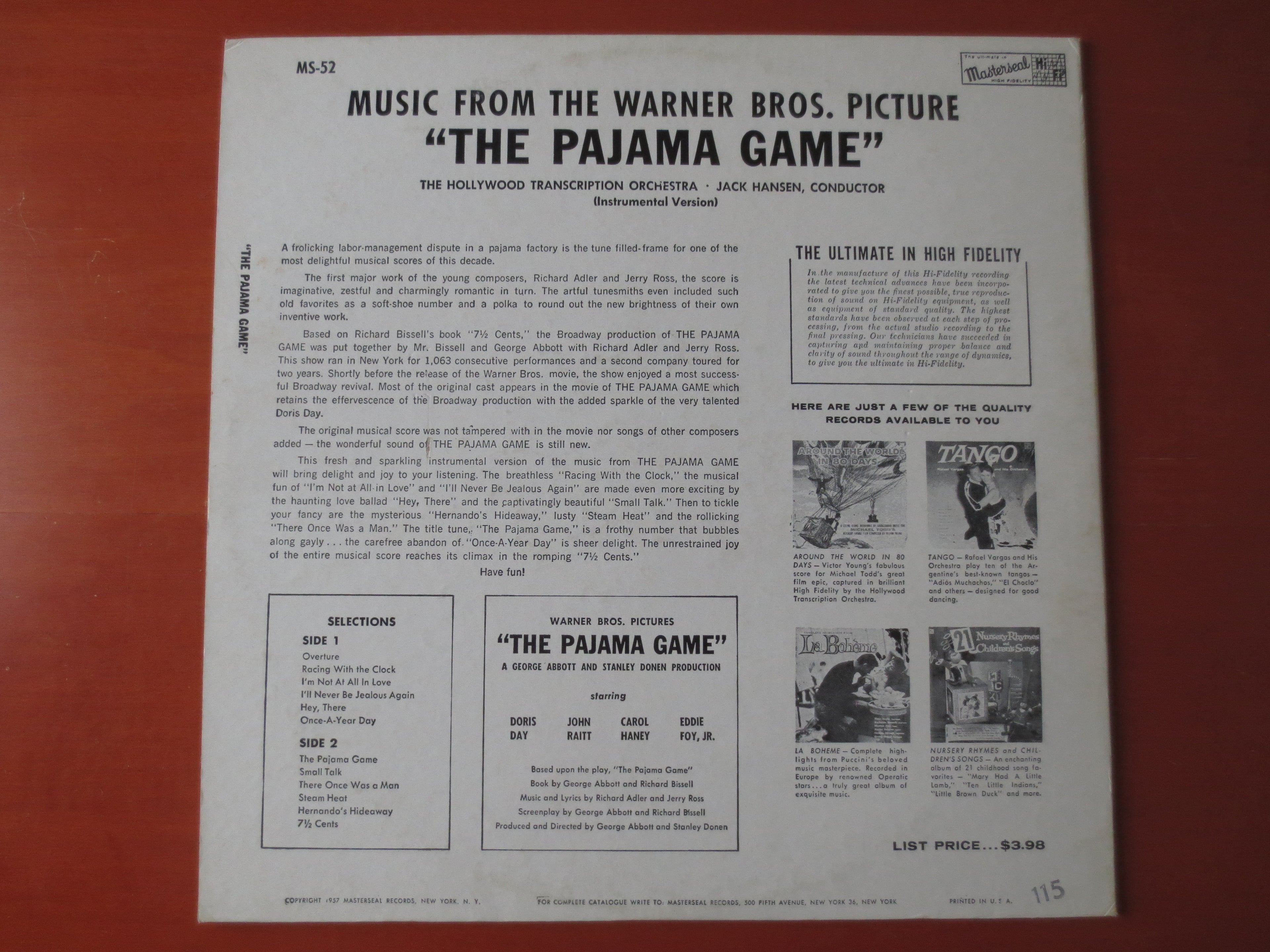 Doris Day – The Pajama Game (1957) Original Soundtrack Vinyl LP