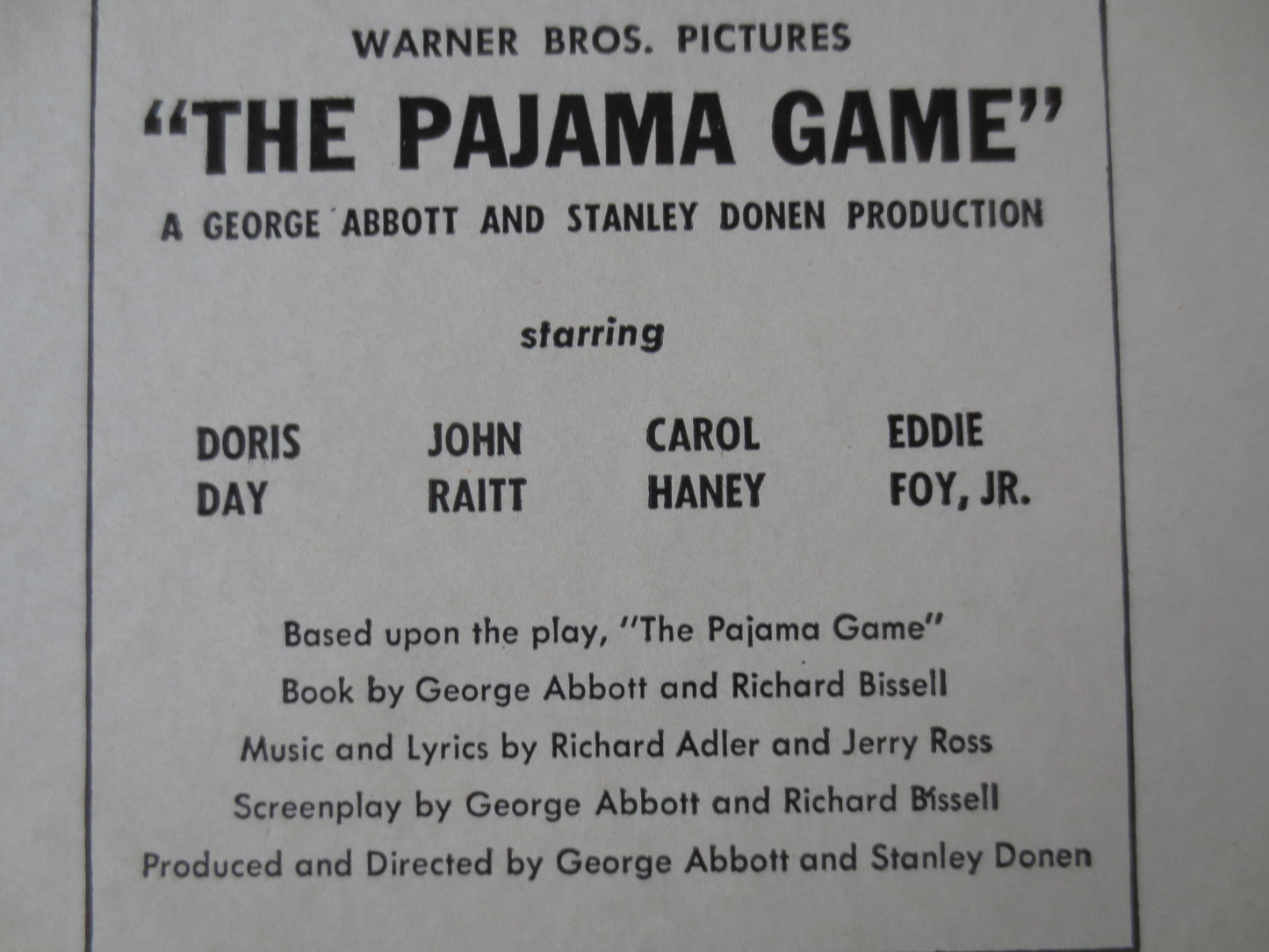 The PAJAMA GAME, SOUNDTRACK Records, Doris Day Music, Jack Hansen, Jack Hansen Records, Jack Hansen Albums, 1957 Records