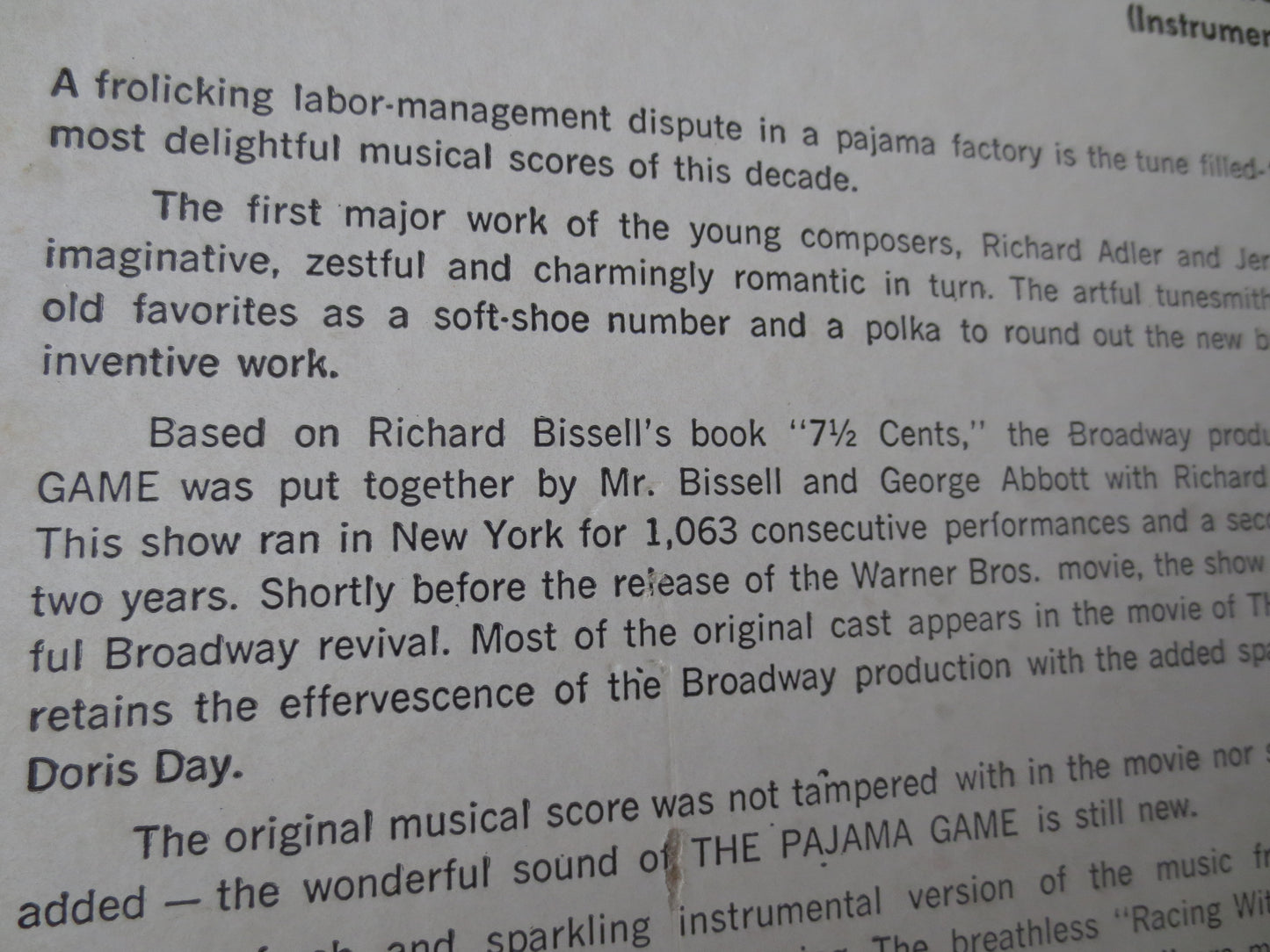 The PAJAMA GAME, SOUNDTRACK Records, Doris Day Music, Jack Hansen, Jack Hansen Records, Jack Hansen Albums, 1957 Records