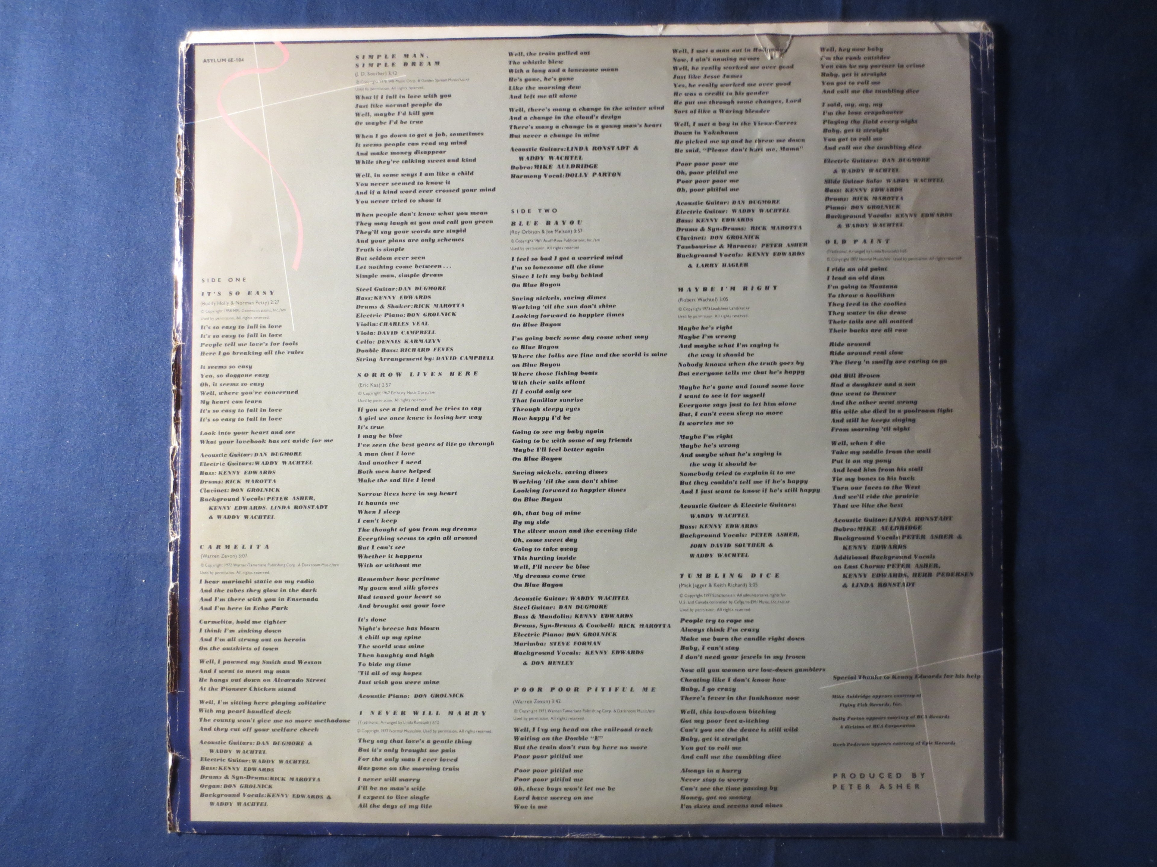 Linda Ronstadt – Simple Dreams (1977) Vinyl LP