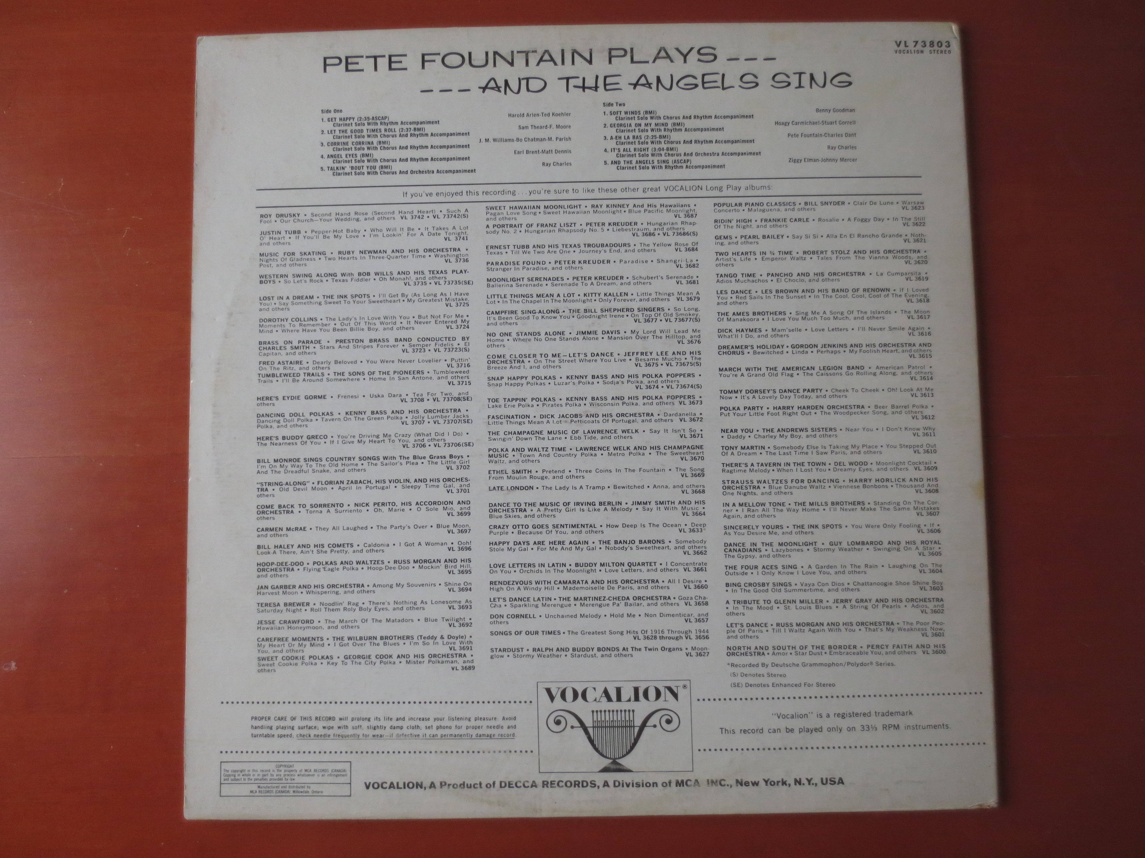 Pete Fountain – Pete Fountain Plays and the Angels Sing (1967) Vinyl LP