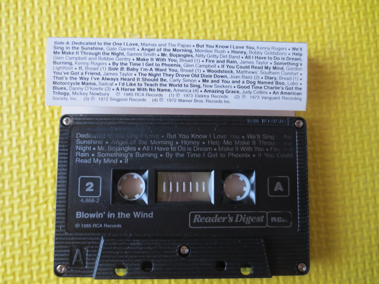BLOWIN' in the WIND, Volume 2, Readers Digest, Rock Music, Rock and Roll Tape, Rock Music Cassette, Music Cassettes, 1985 Cassette