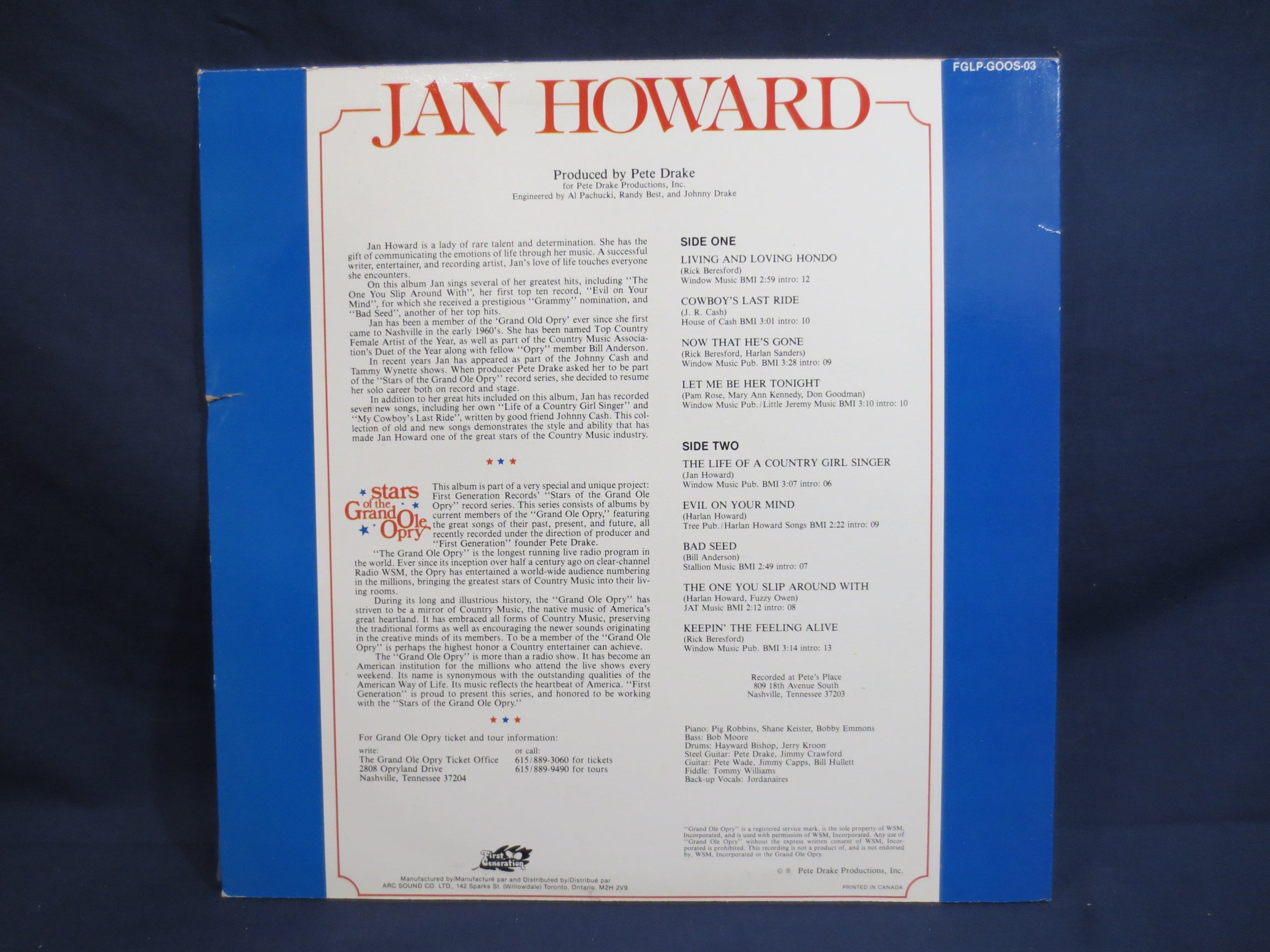 Jan Howard – Country (1981) Vinyl LP