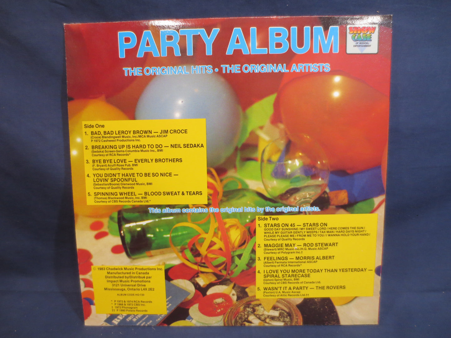 The PARTY ALBUM, Original HITS, Jim Croce Record, The Rovers Record, Neil Sedaka Record, Vintage Vinyl, Lps, 1983 Records