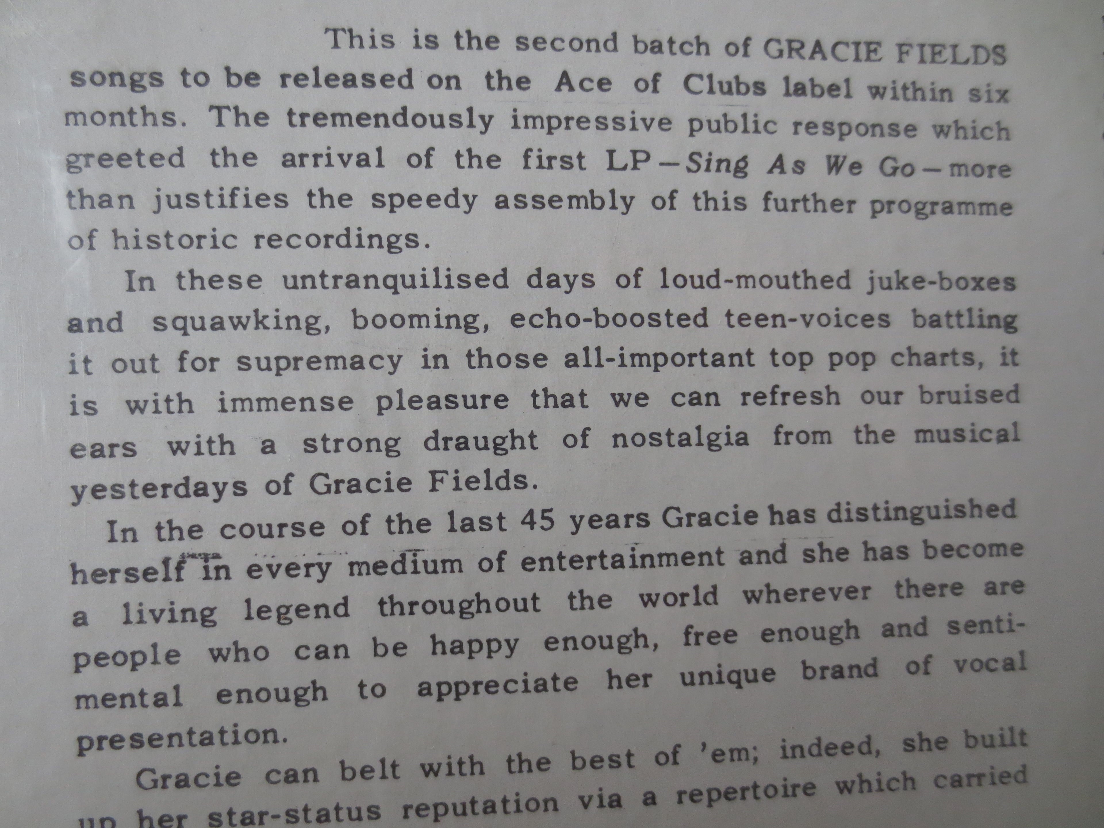 Gracie Fields – Gracie Fields (1962) Vinyl LP