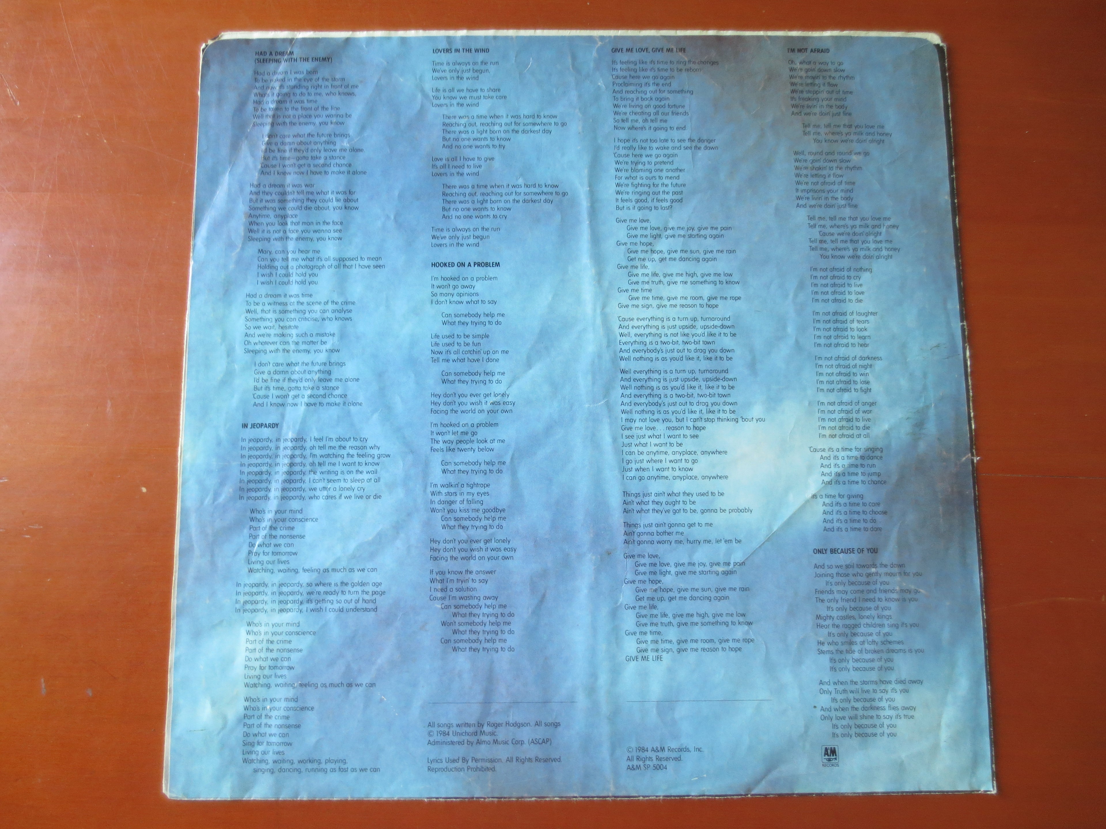 Roger Hodgson – In the Eye of the Storm (1984) Vinyl LP