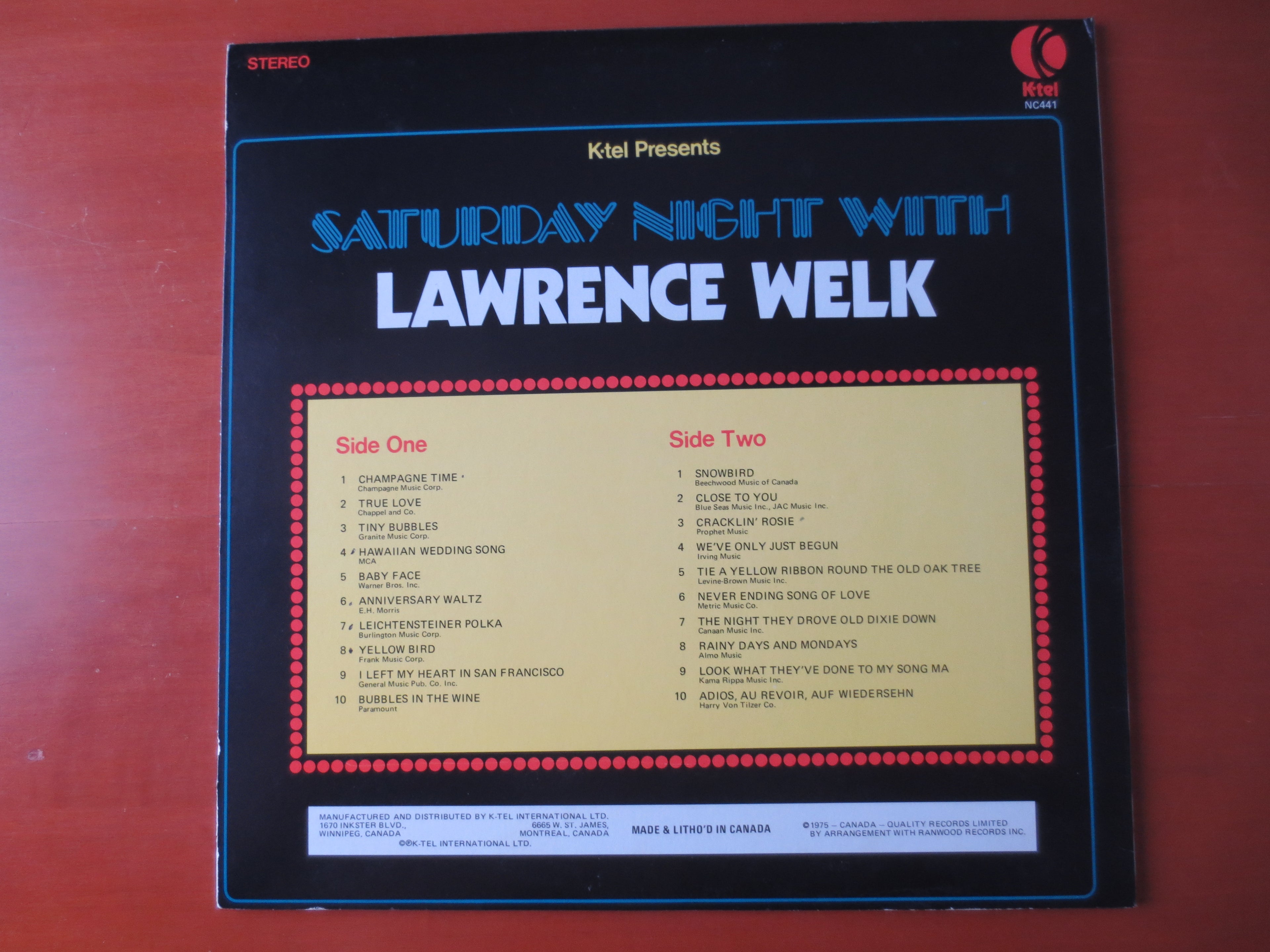 Lawrence Welk – Saturday Night (K-Tel, 1975) Vinyl LP