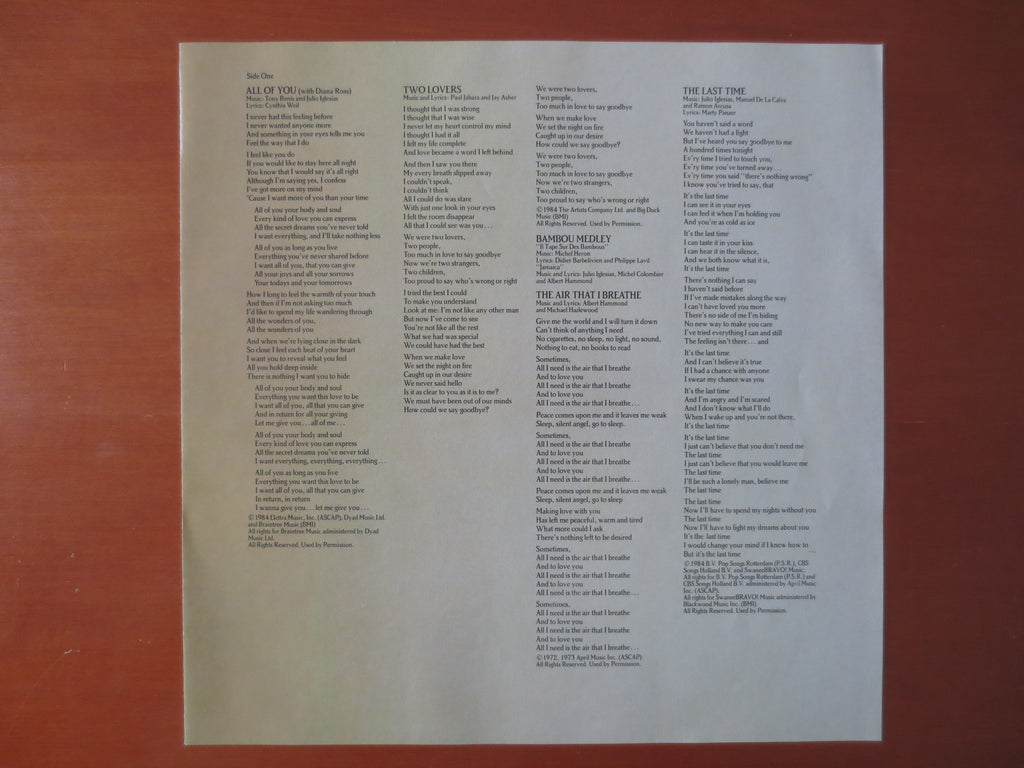 Julio Iglesias – 1100 Bel Air Place (1984) Vinyl LP