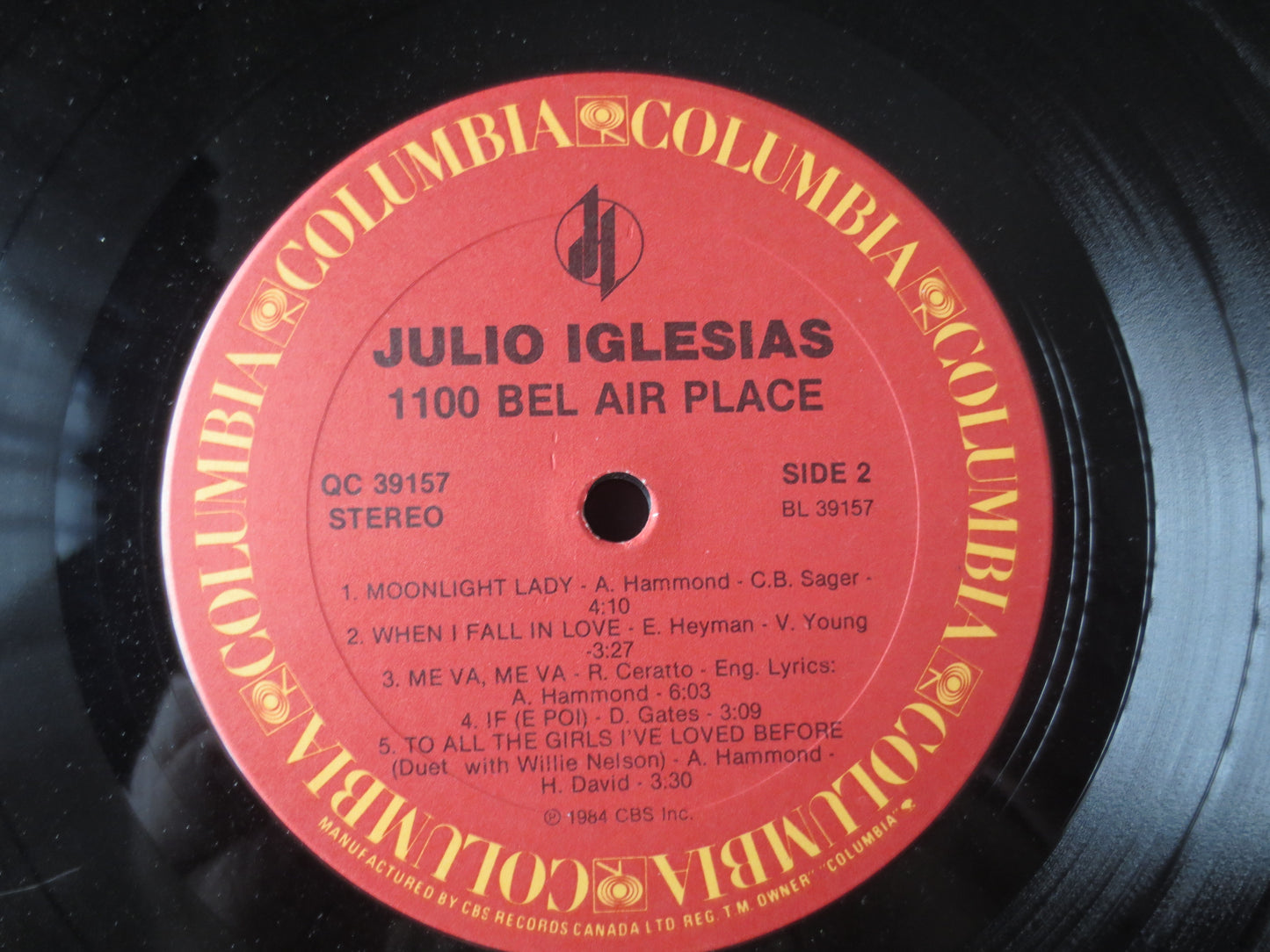 JULIO IGLESIAS, 1100 BEL Air Place, Pop Record, Julio Iglesias Music, Julio Iglesias Album, Vinyl Record, lps, 1984 Records