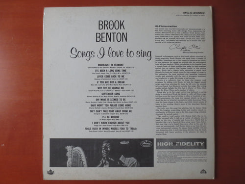 Brook Benton – Songs I Love to Sing (1960) Vinyl LP