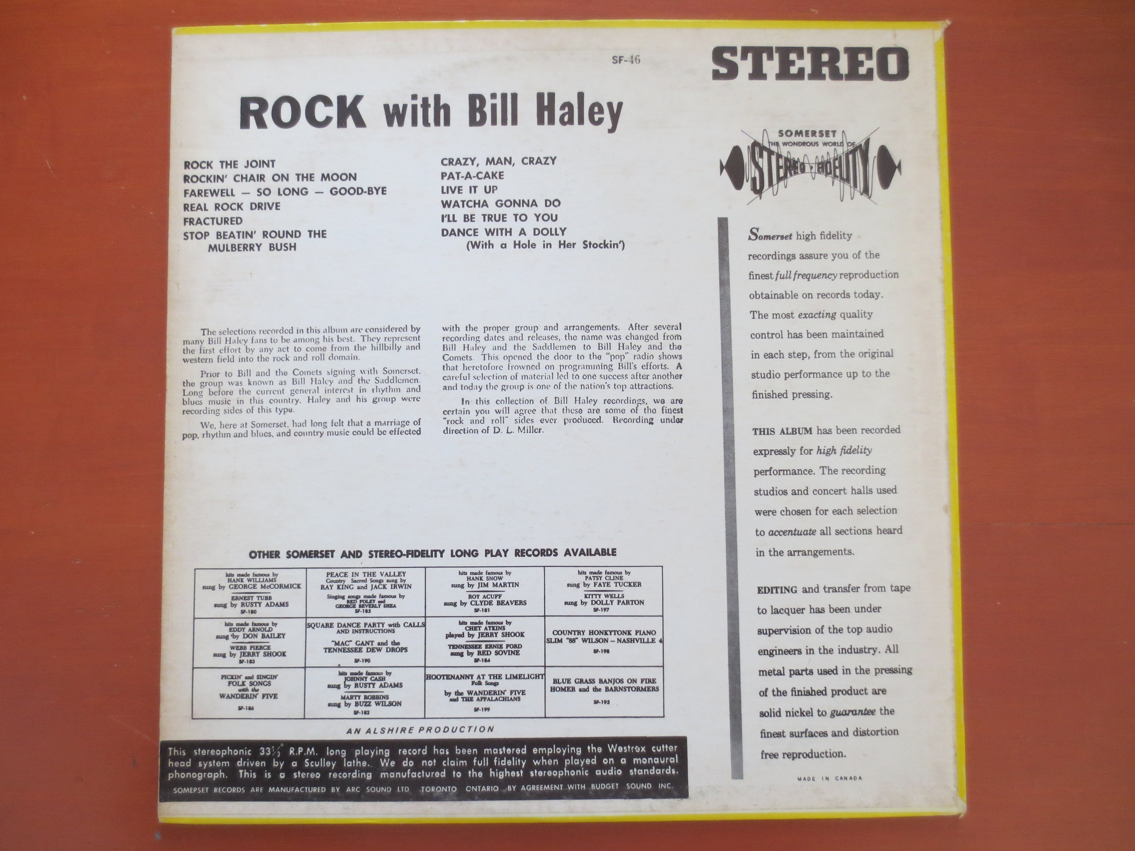 BILL HALEY & The Comets, Rock With, Vintage Album, 1957 Record, Vinyl LP
