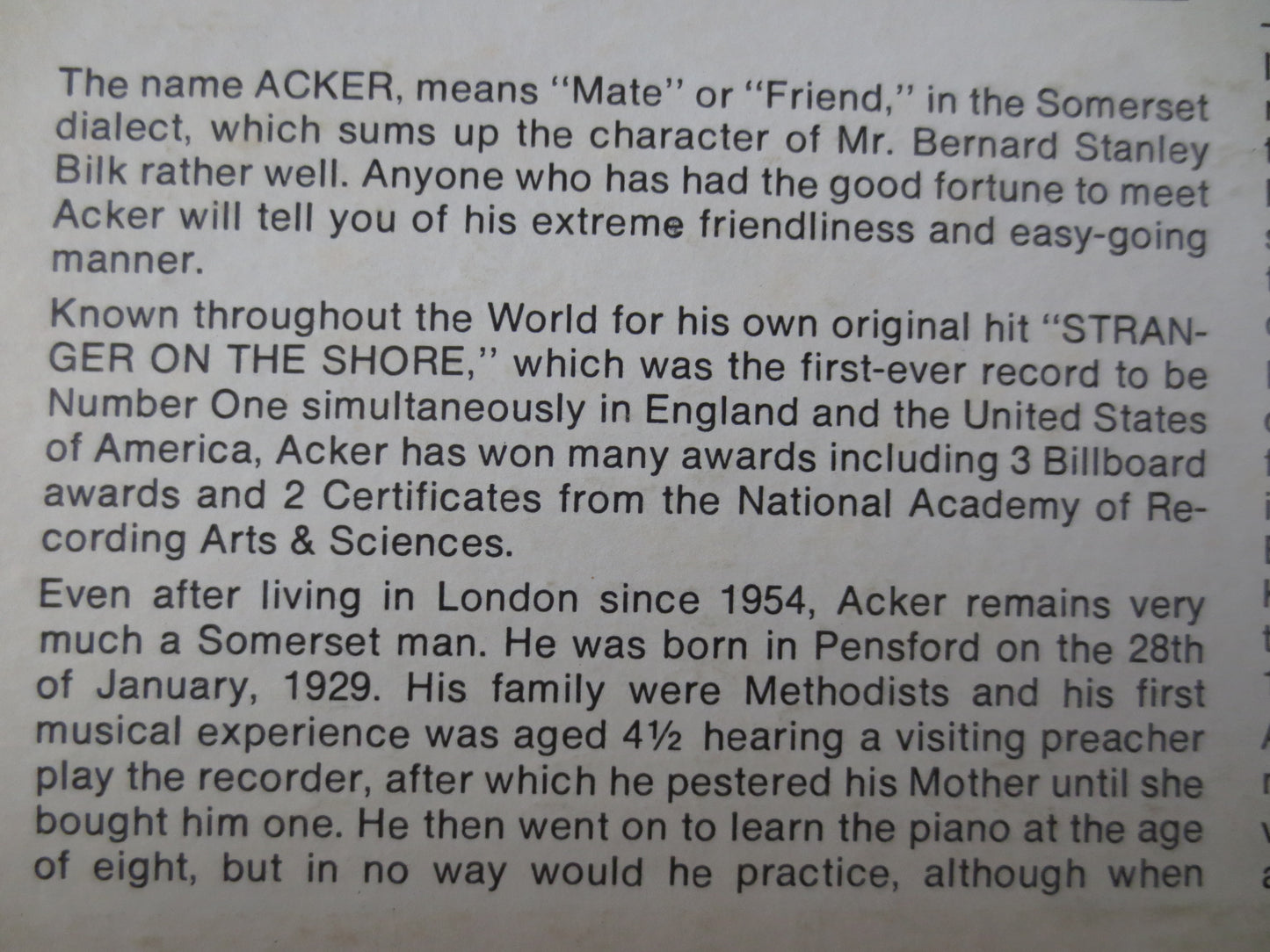 ACKER BILK, BEST of Records, Acker Bilk Records, Jazz Record, Vintage Vinyl, Acker Bilk Albums, Vinyl Records, 1978 Records