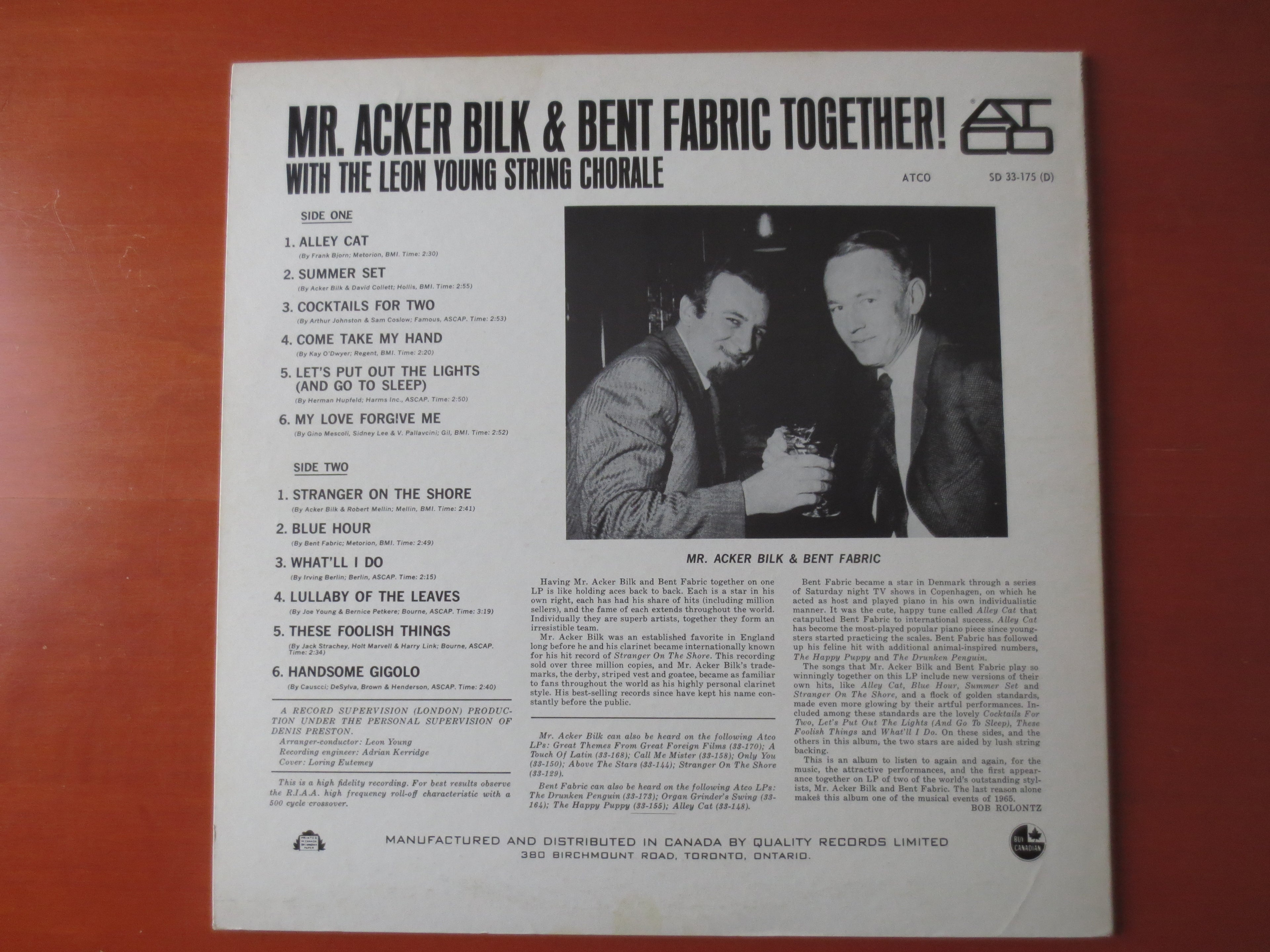 Bent Fabric & Acker Bilk – Together! (1965) Vinyl LP