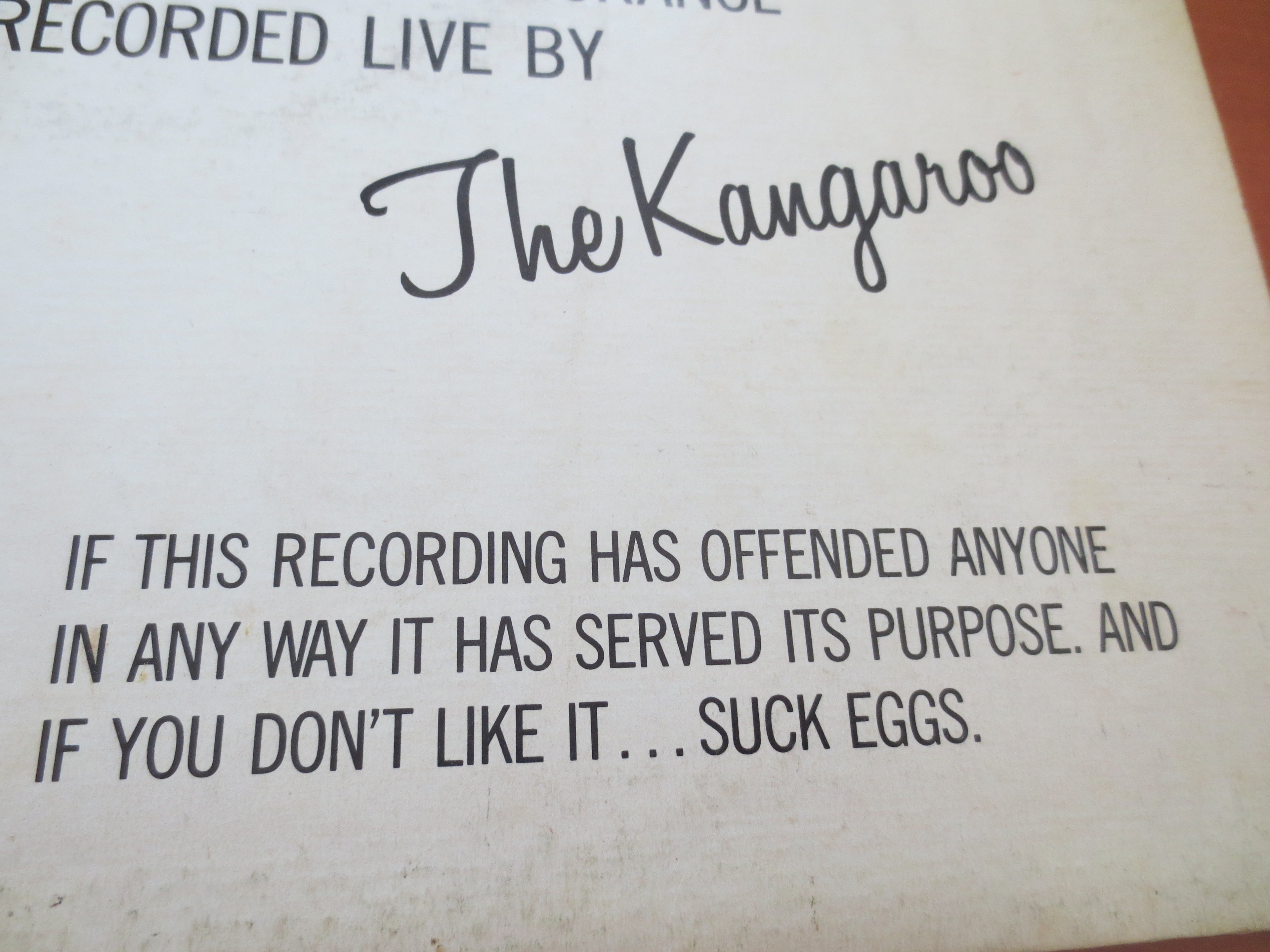 The KANGAROO, Restricted Adult Humor, Vintage Comedy Album, 1970 Record, Vinyl Lp