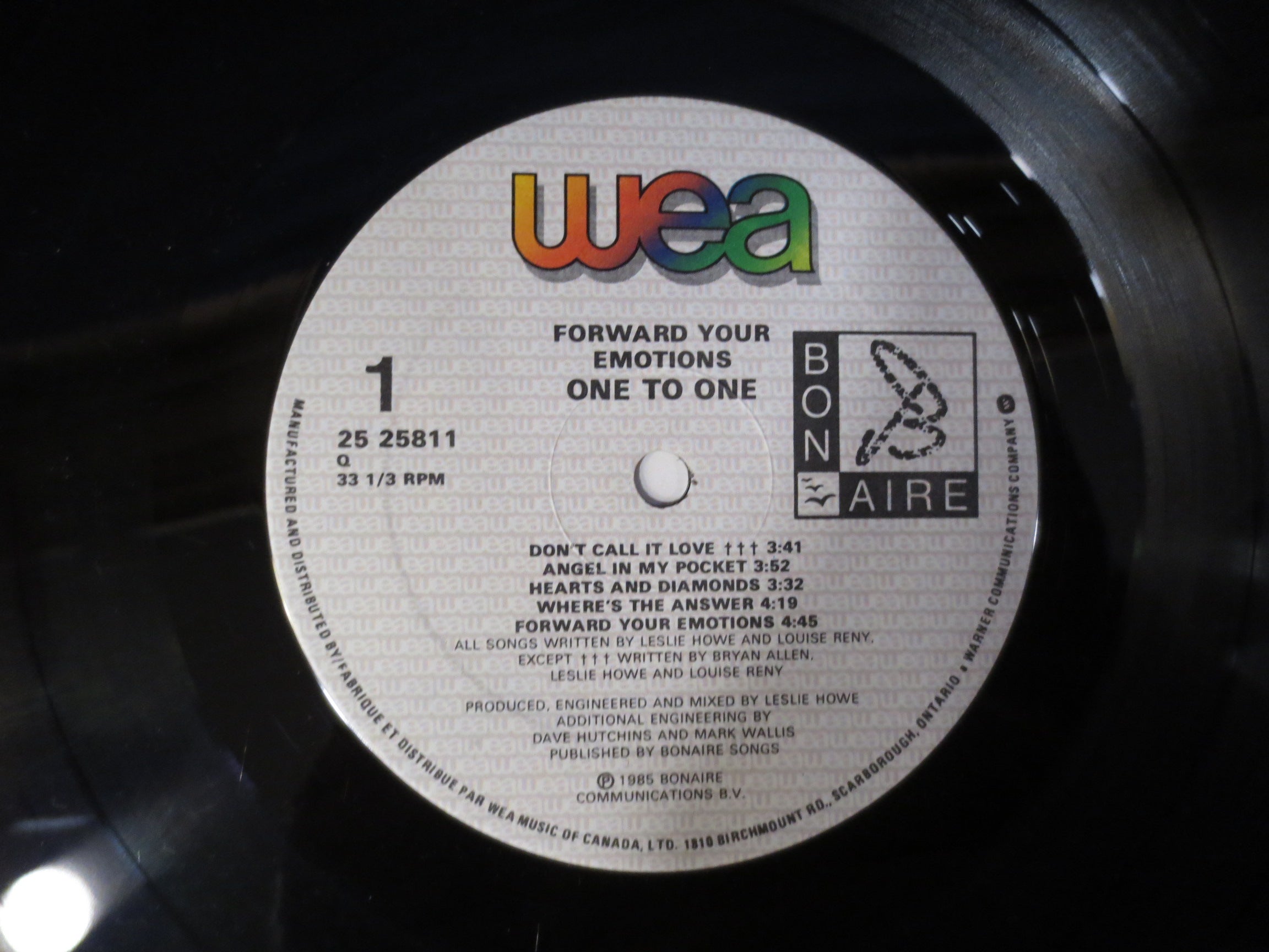 One to One – Forward Your Emotions (1985) Vinyl LP