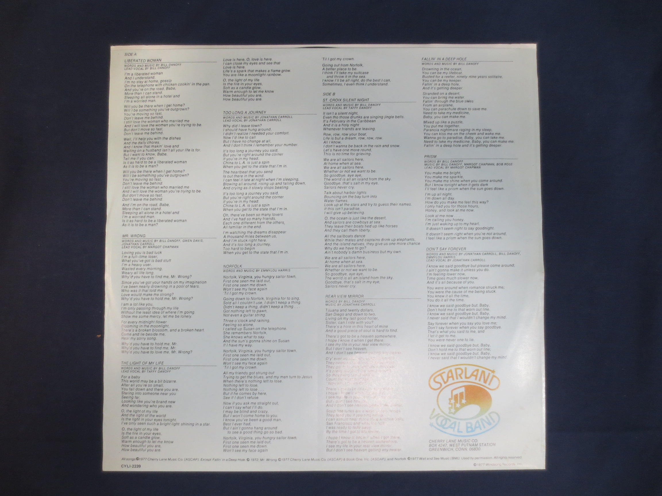 Starland Vocal Band – Rear View Mirror (1977) Vinyl LP
