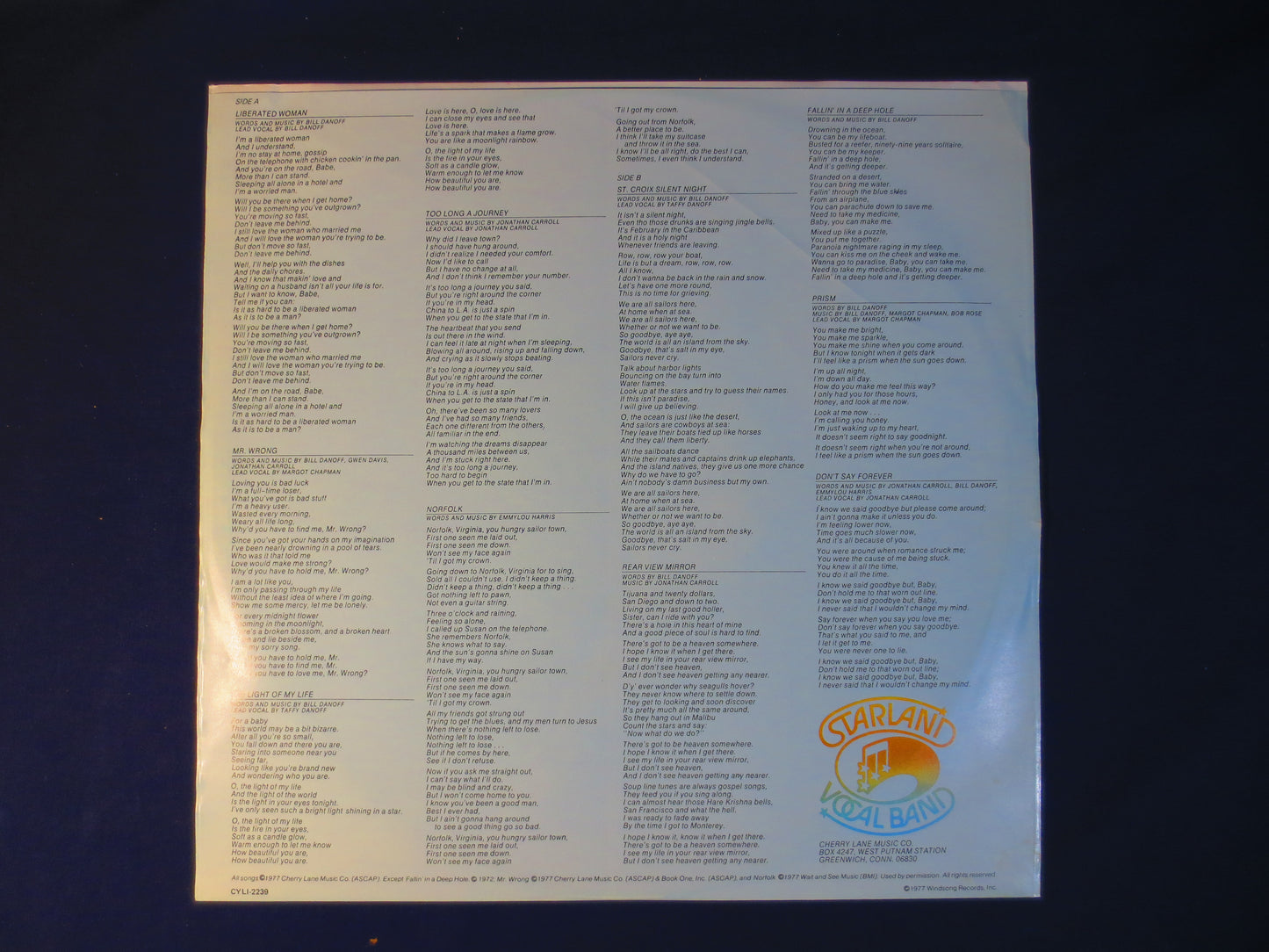 STARLAND VOCAL BAND, Rear View Mirror, Pop Records, Pop Vinyl, Vintage Vinyl, Vinyl Records, Pop Albums, Lps, 1977 Records
