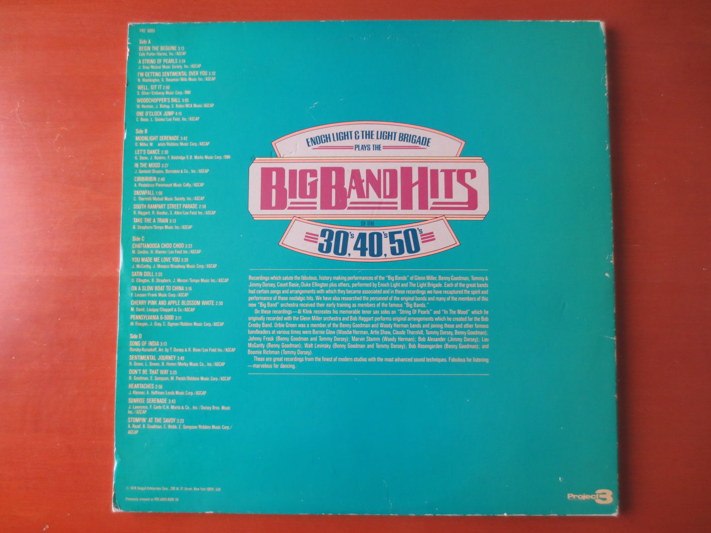 ENOCH LIGHT, Big BAND Hits, Big Band Records, lps, Jazz Record, Vintage Vinyl, Big Band Albums, Jazz Albums, 1979 Records