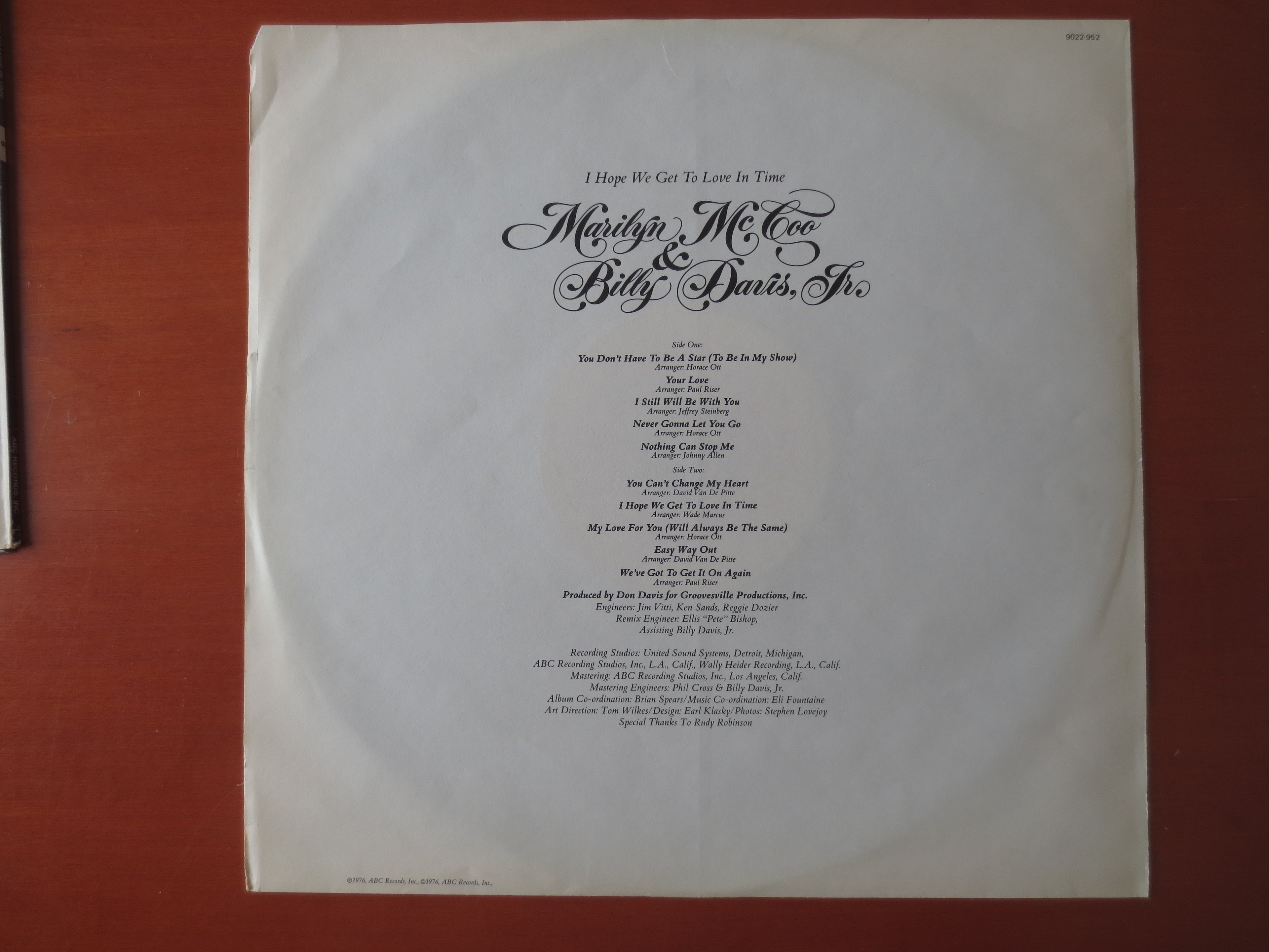 Marilyn McCoo & Billy Davis Jr. – I Hope We Get to Love in Time (1976) Vinyl LP
