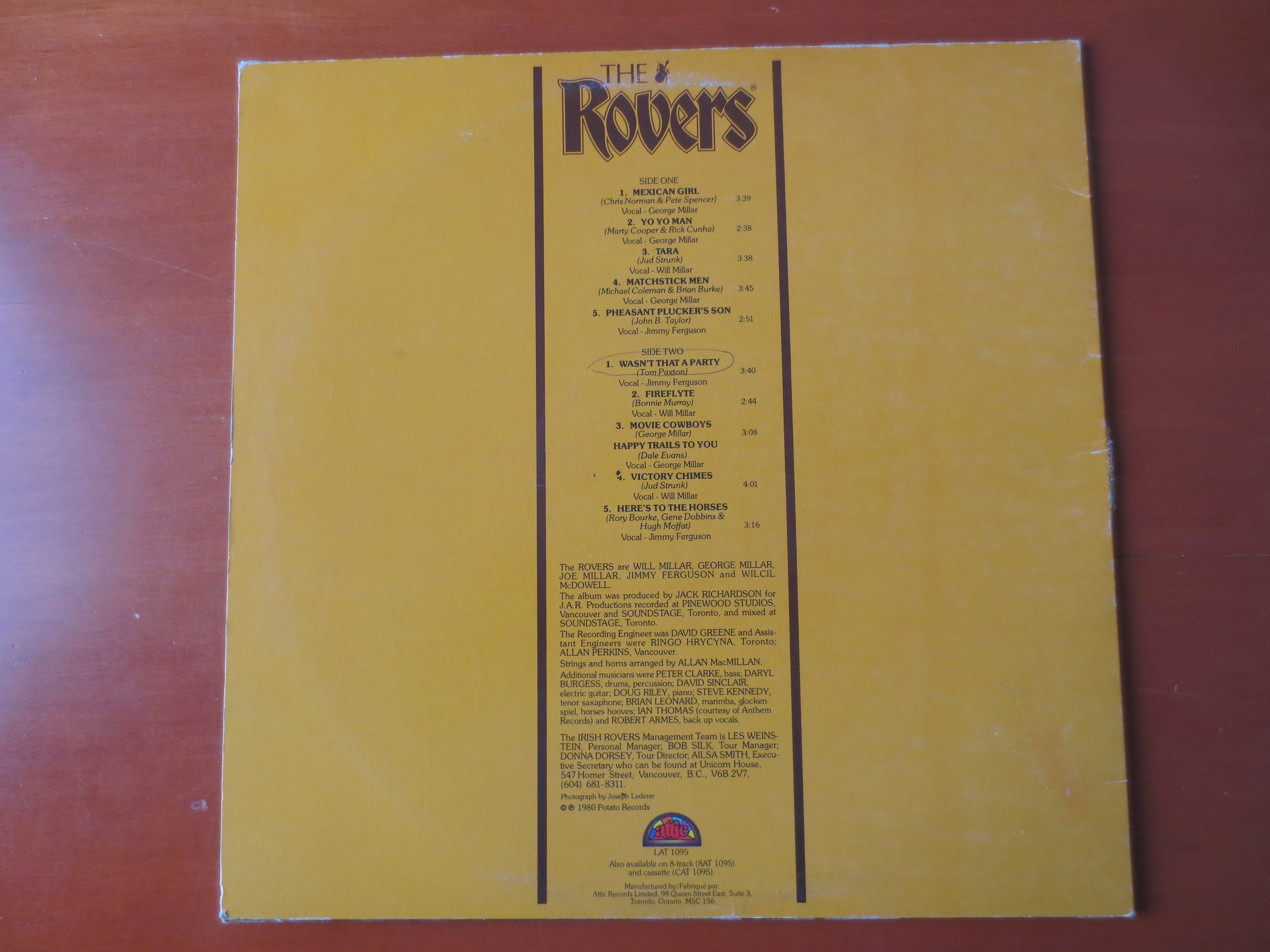 The Irish Rovers – The Rovers (1980) Vinyl LP