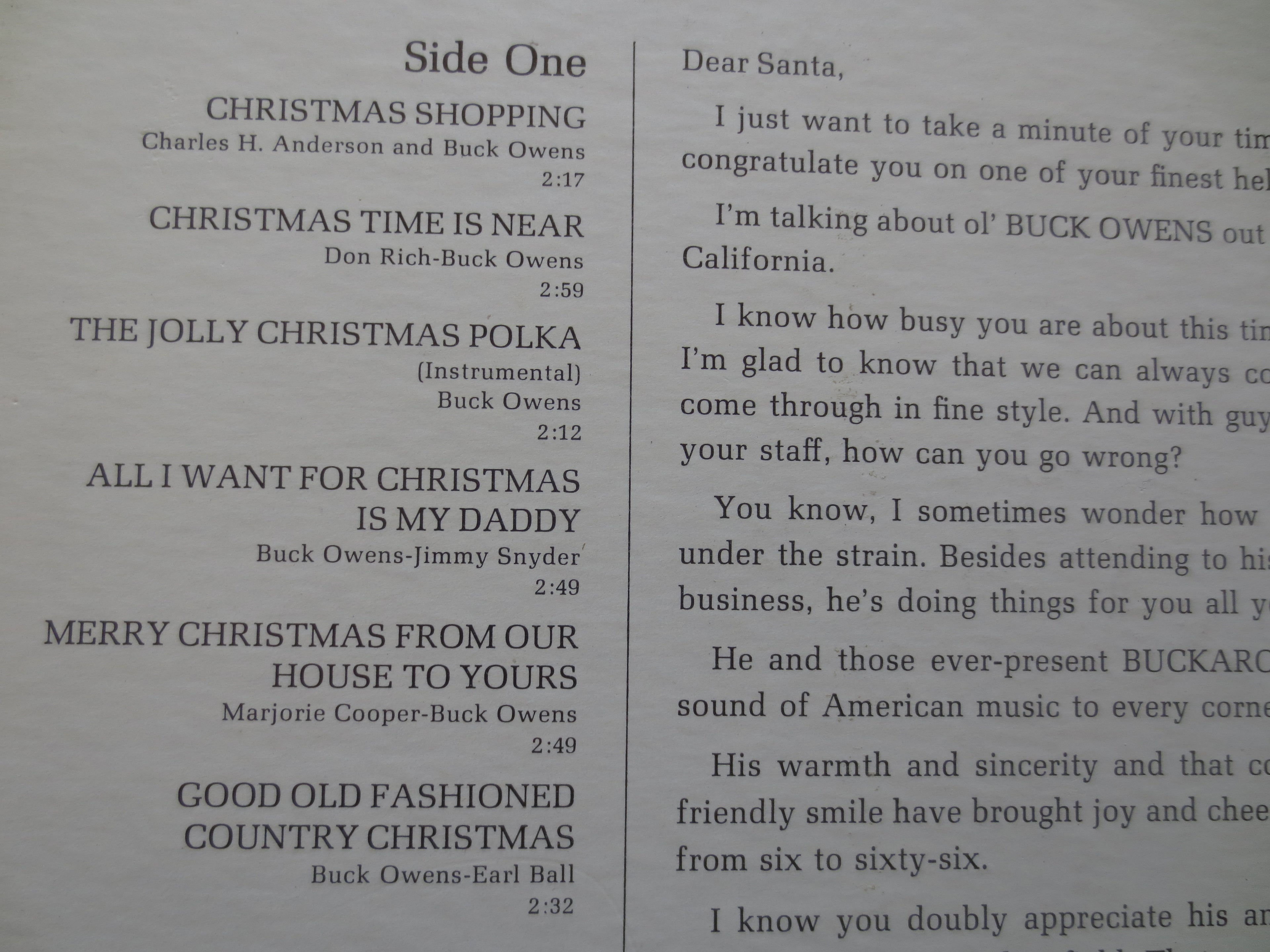 Buck Owens – Christmas Shopping (1973) Vinyl LP