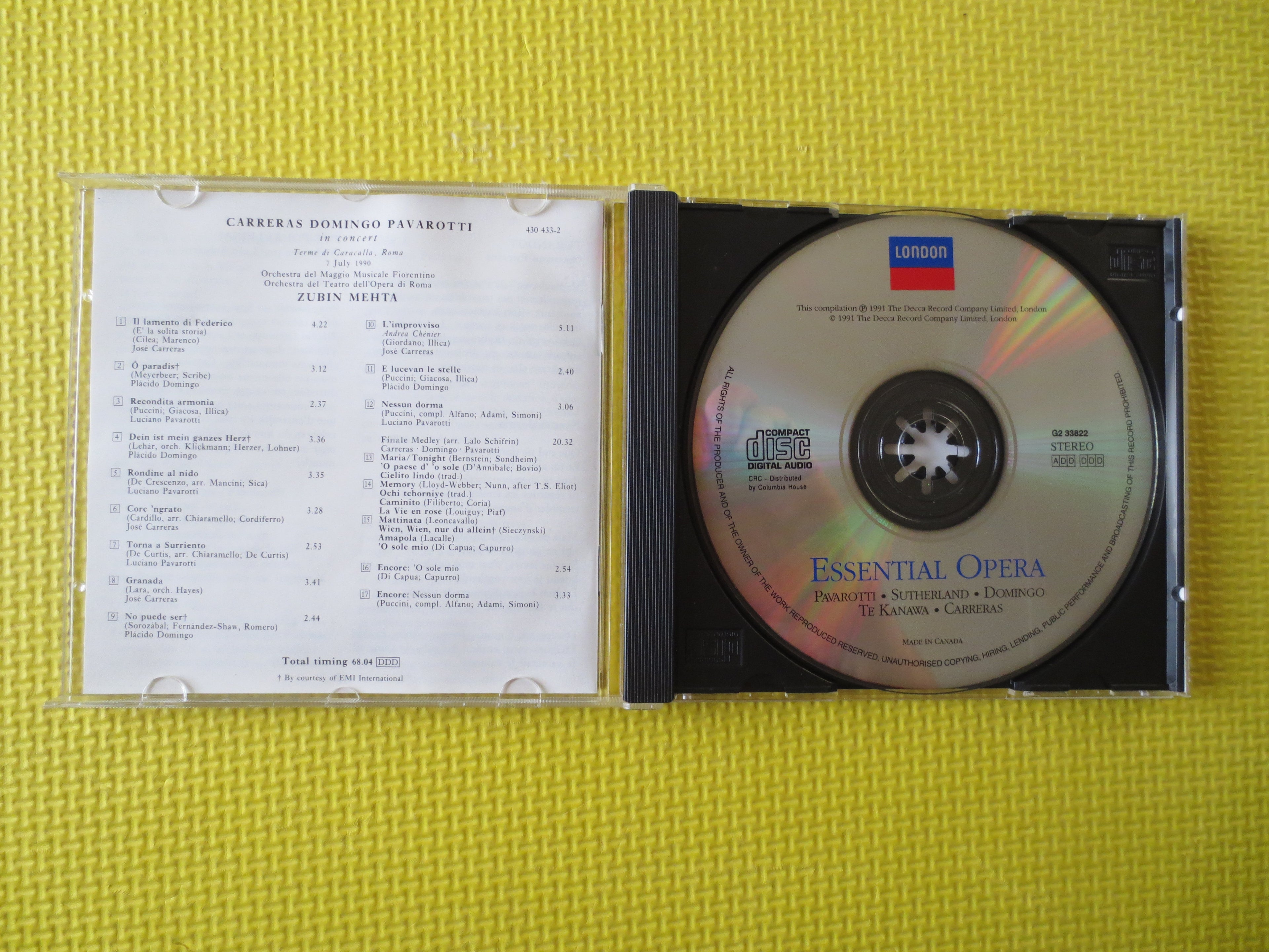 The Three Tenors – Pavarotti, Domingo & Carreras (1990) CD