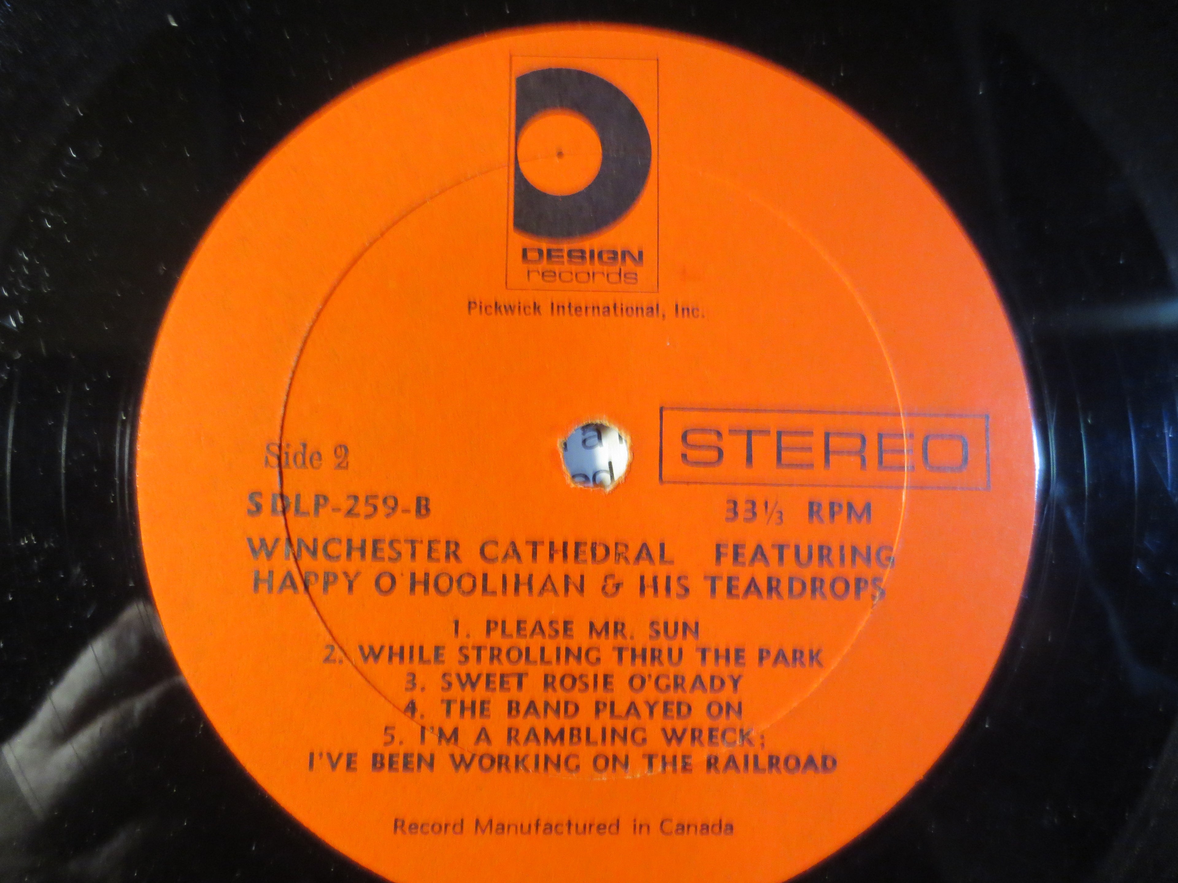 Happy O'Hoolihan and His Teardrops – Winchester Cathedral (c.1967) Vinyl LP