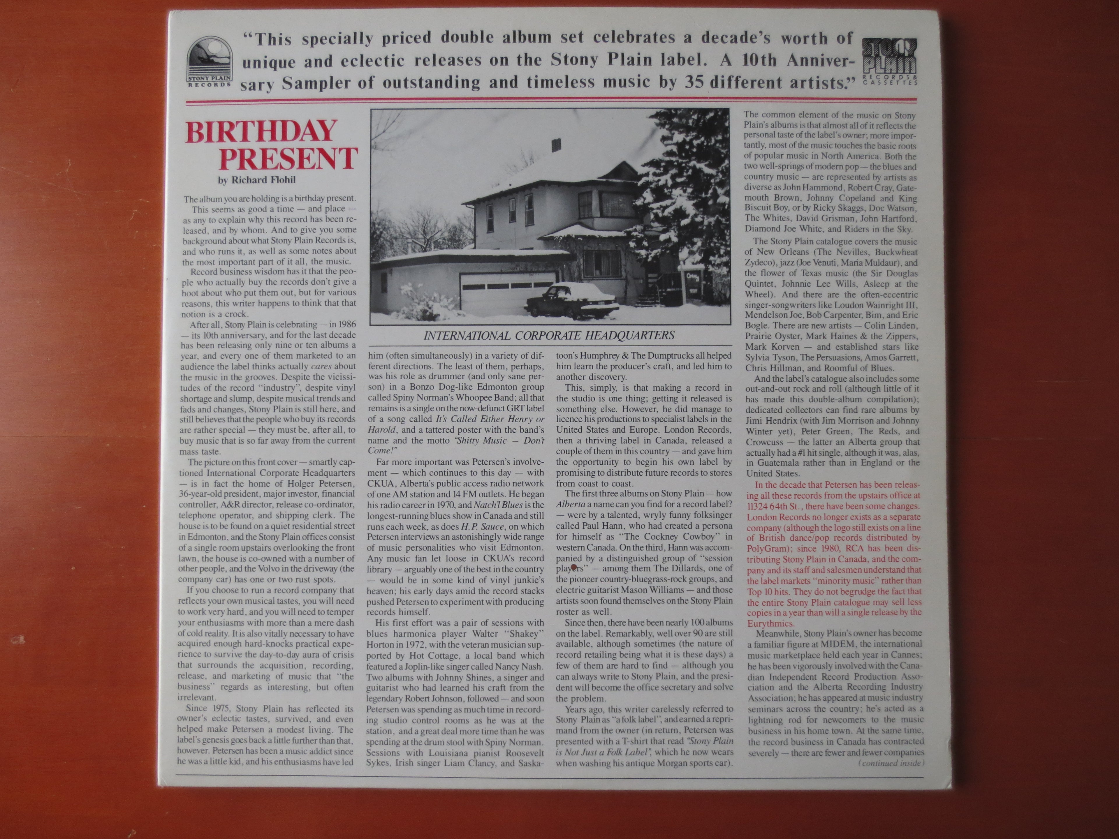 Stoney Plain Records – Happy Birthday Sampler (1986) Vinyl 2xLP