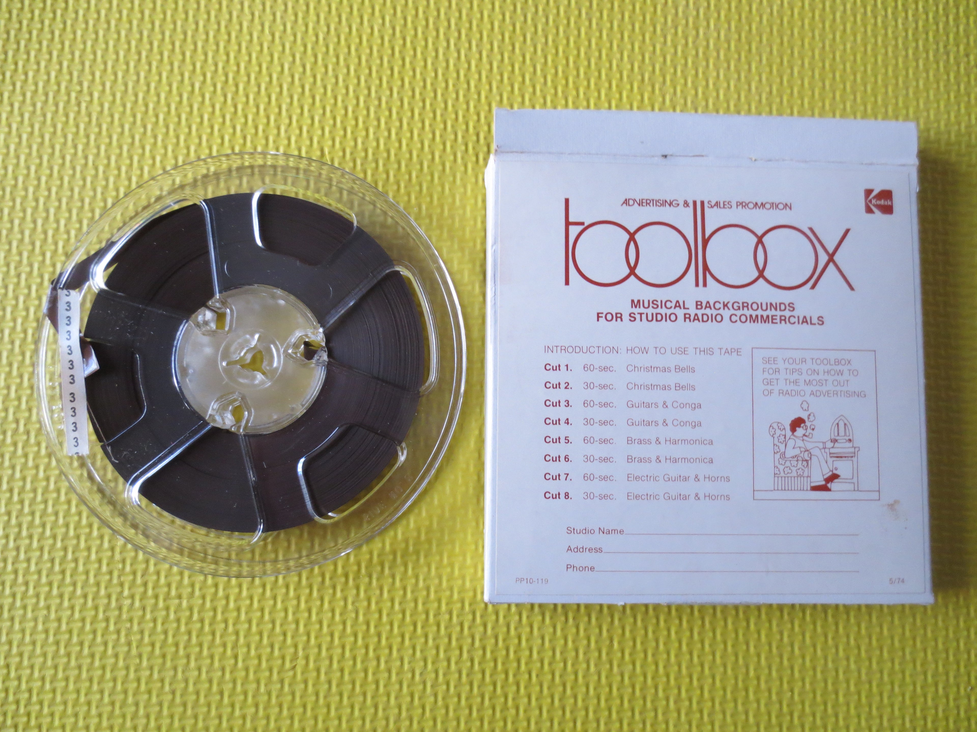 Musical Backgrounds for Studio Radio Commercials – Reel to Reel Tape (Vintage)