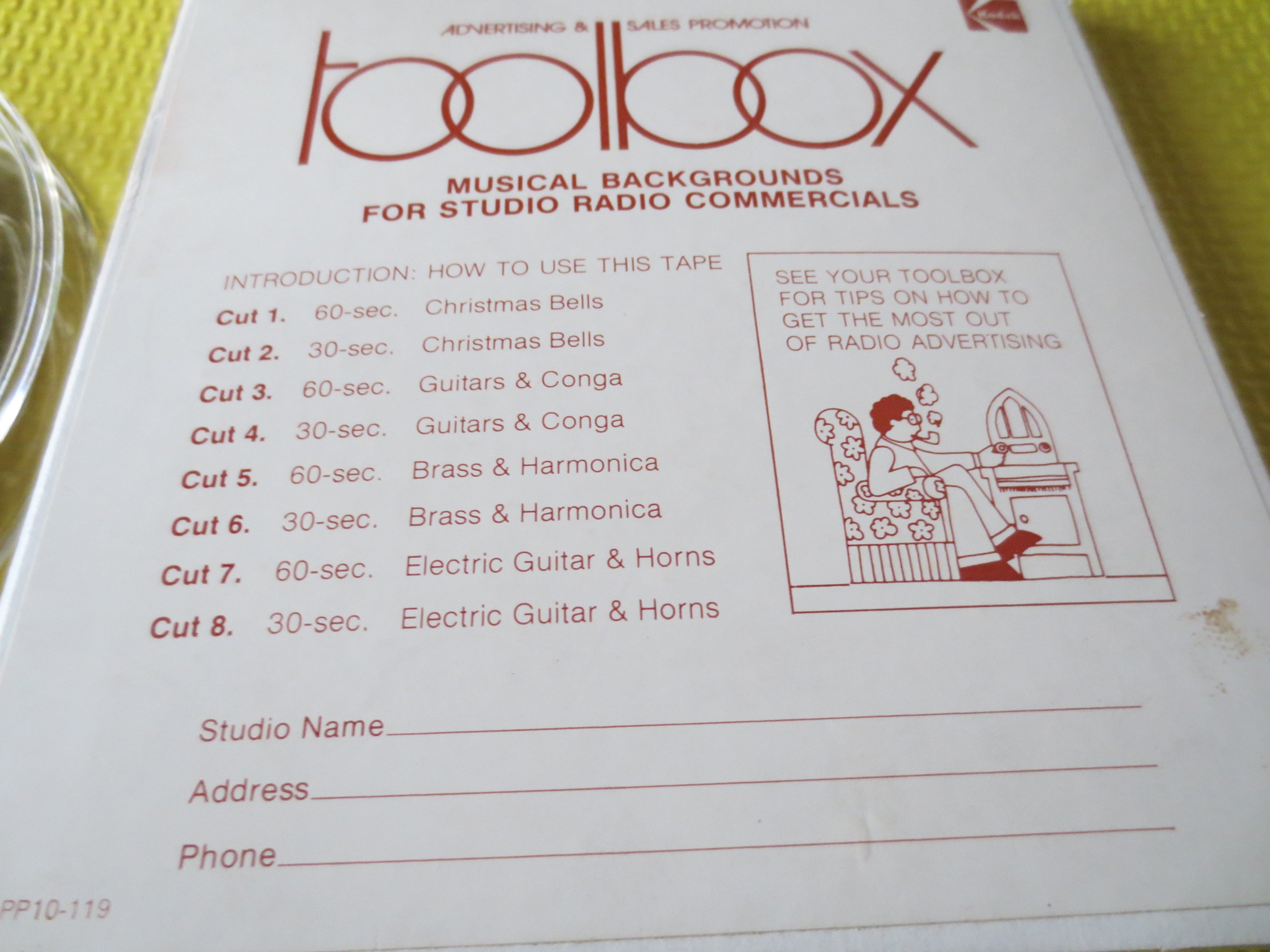 Musical Backgrounds for Studio Radio Commercials – Reel to Reel Tape (Vintage)