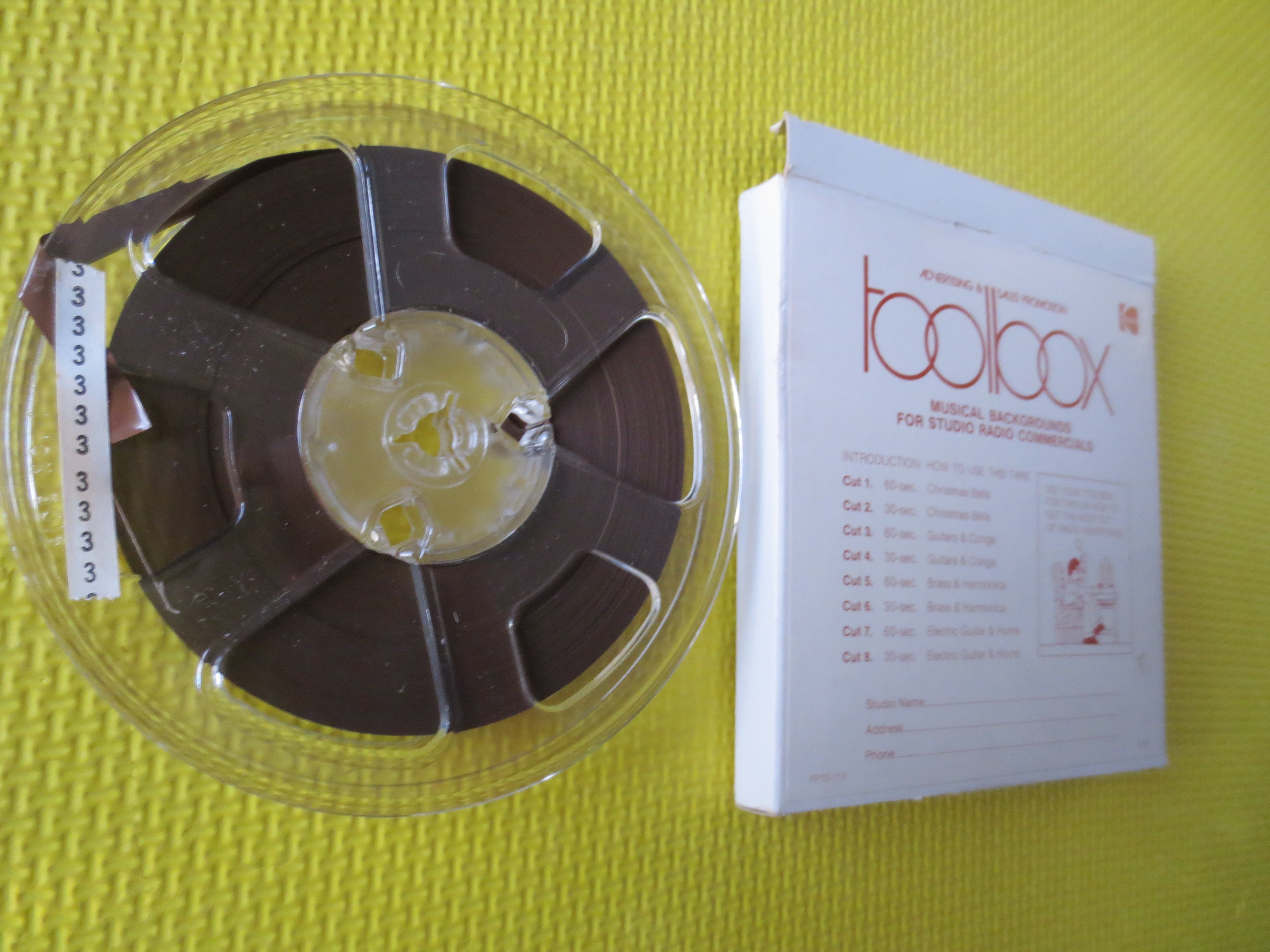 Musical Backgrounds for Studio Radio Commercials – Reel to Reel Tape (Vintage)