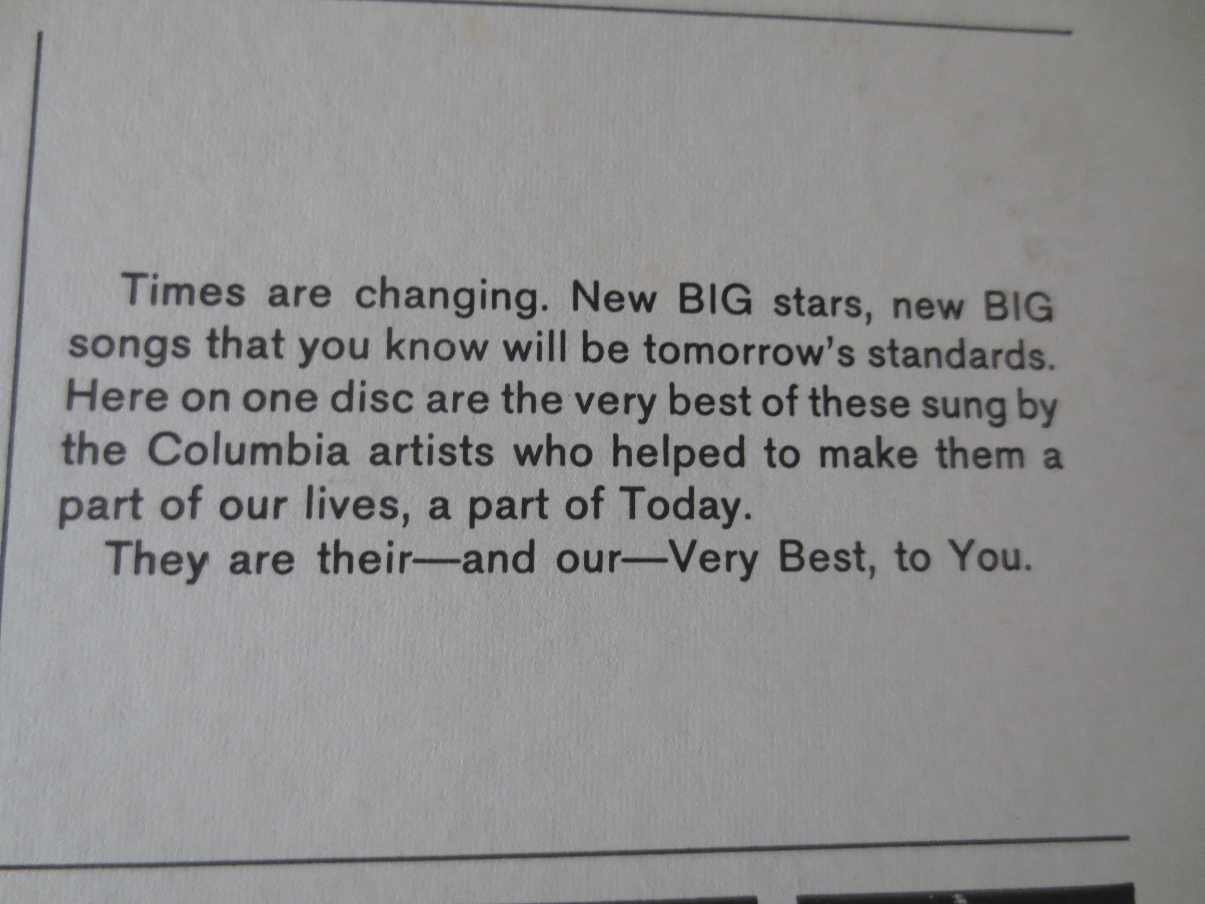 Columbia Records – Our Best to You (1967) Vinyl LP