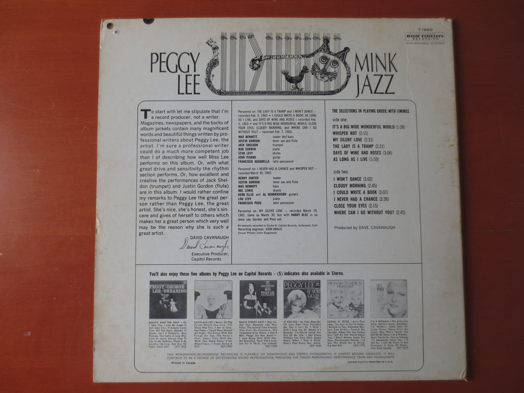 Peggy Lee – Mink Jazz (1963) [Vinyl LP]